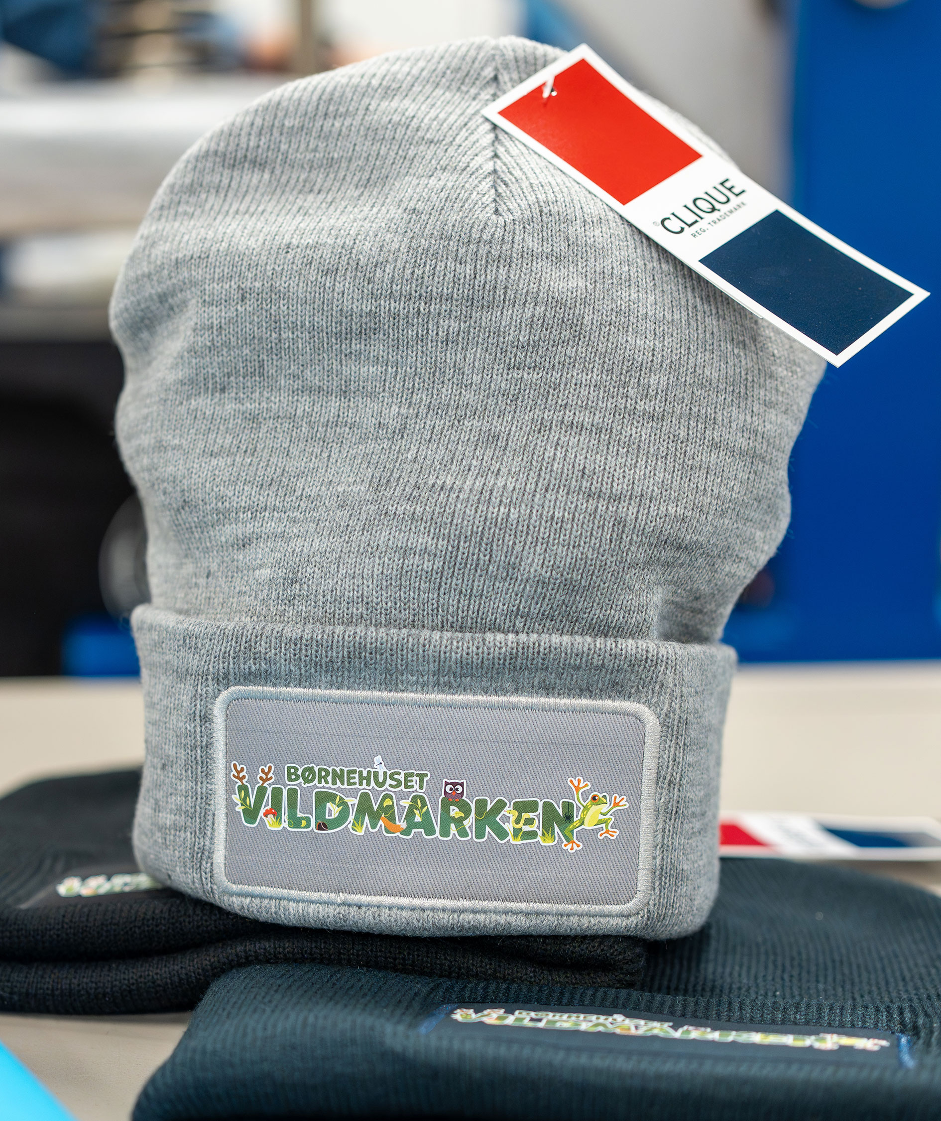 Clique Hubert Patch knitted beanie, Grey melange, Grey melange, large image number 2