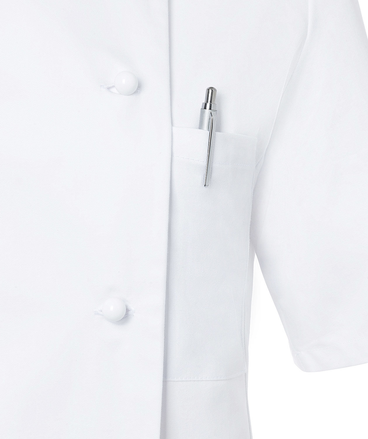 Karlowsky Pauline kort&aelig;rmet dame kokkejakke uden knapper, Hvid, large image number 5