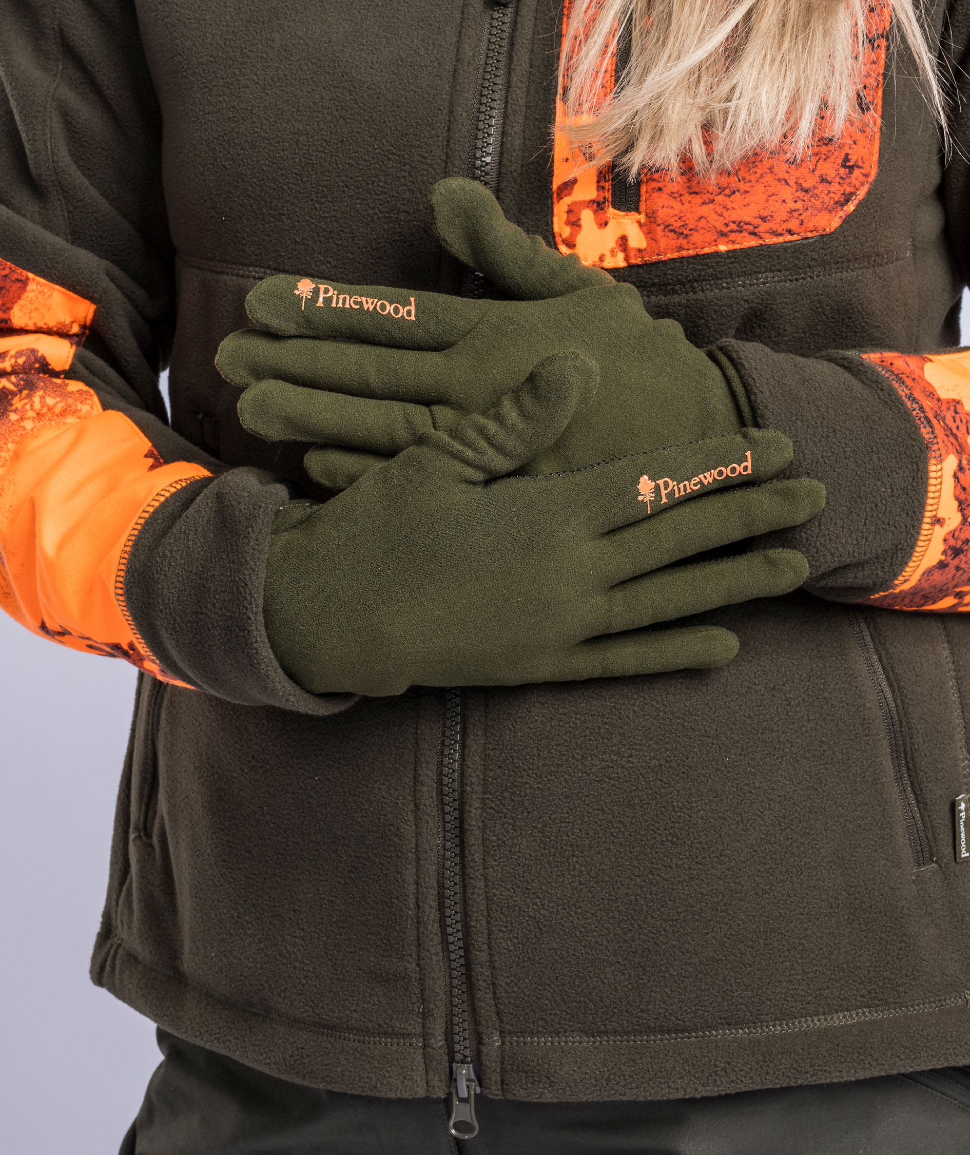 Pinewood&nbsp;Hunters Liner Stretch handsker, Mossgreen/D. Brown