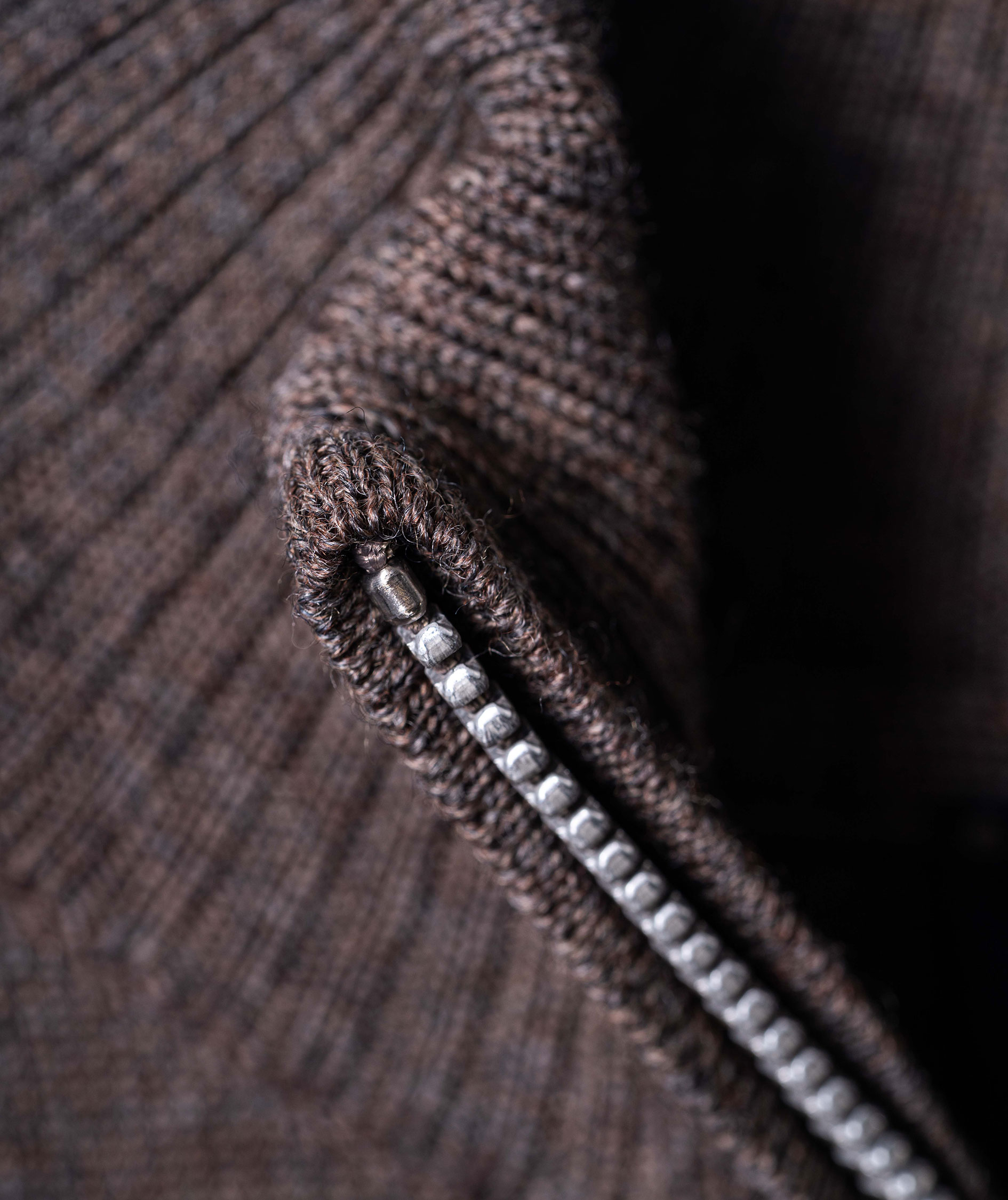 Clipper Milan stickad tr&ouml;ja med dragkedjan, Dark Khaki Melange, large image number 2