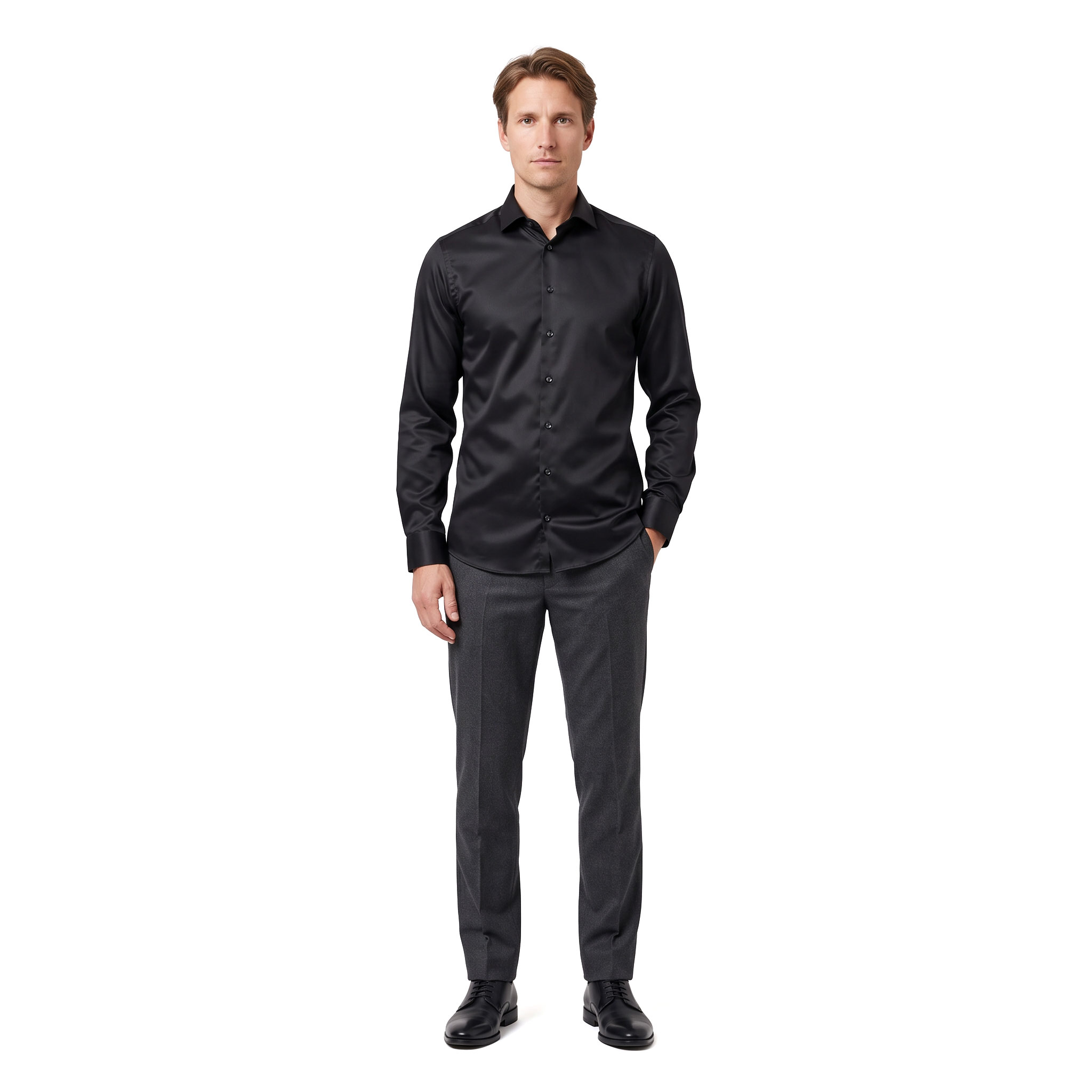 Tee Jays Luxus Slim fit Hemd, Schwarz, large image number 2