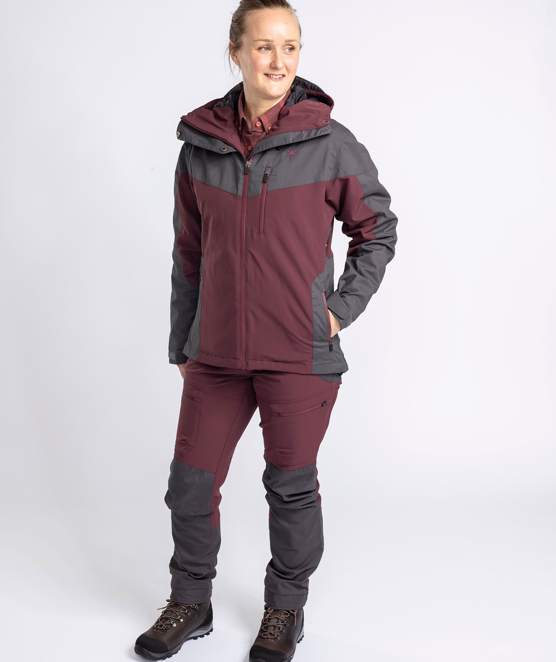 Pinewood&nbsp;Finnveden Hybrid Extreme damejakke, Earth Plum/Dark Anthracite, large image number 7
