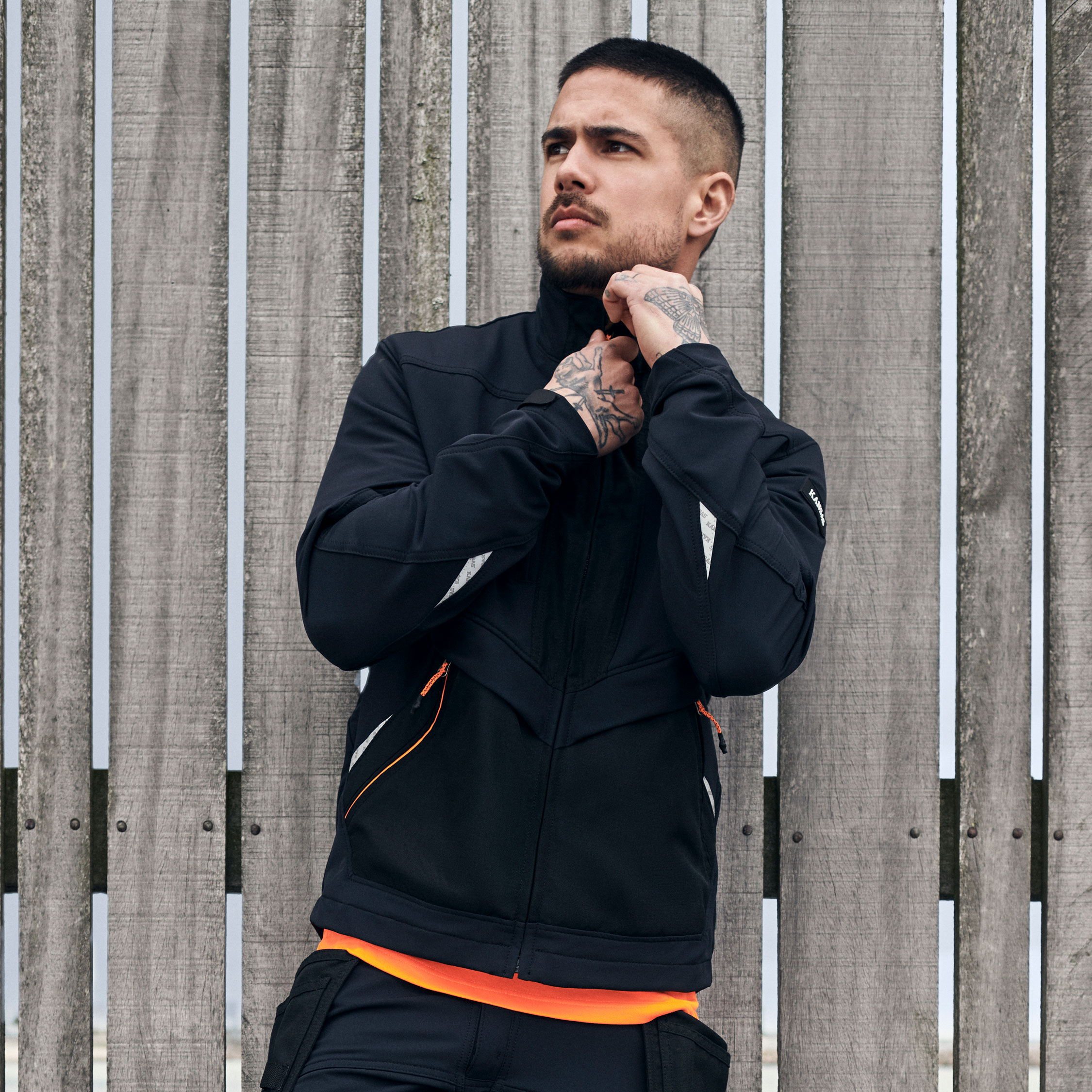 Kansas Evolve Craftsmen jacka full stretch, Svart