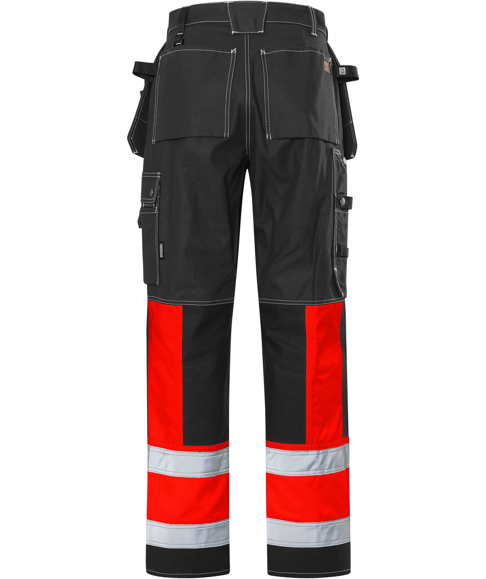 Fristads h&aring;ndverkerbukse FAS, Svart/Hi-Vis R&oslash;d