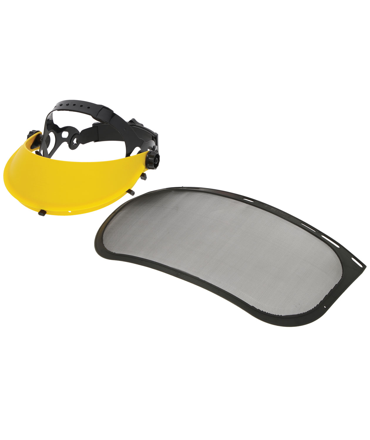 Kramp ansiktsskjerm med visir i st&aring;lnett, Gul/Svart
