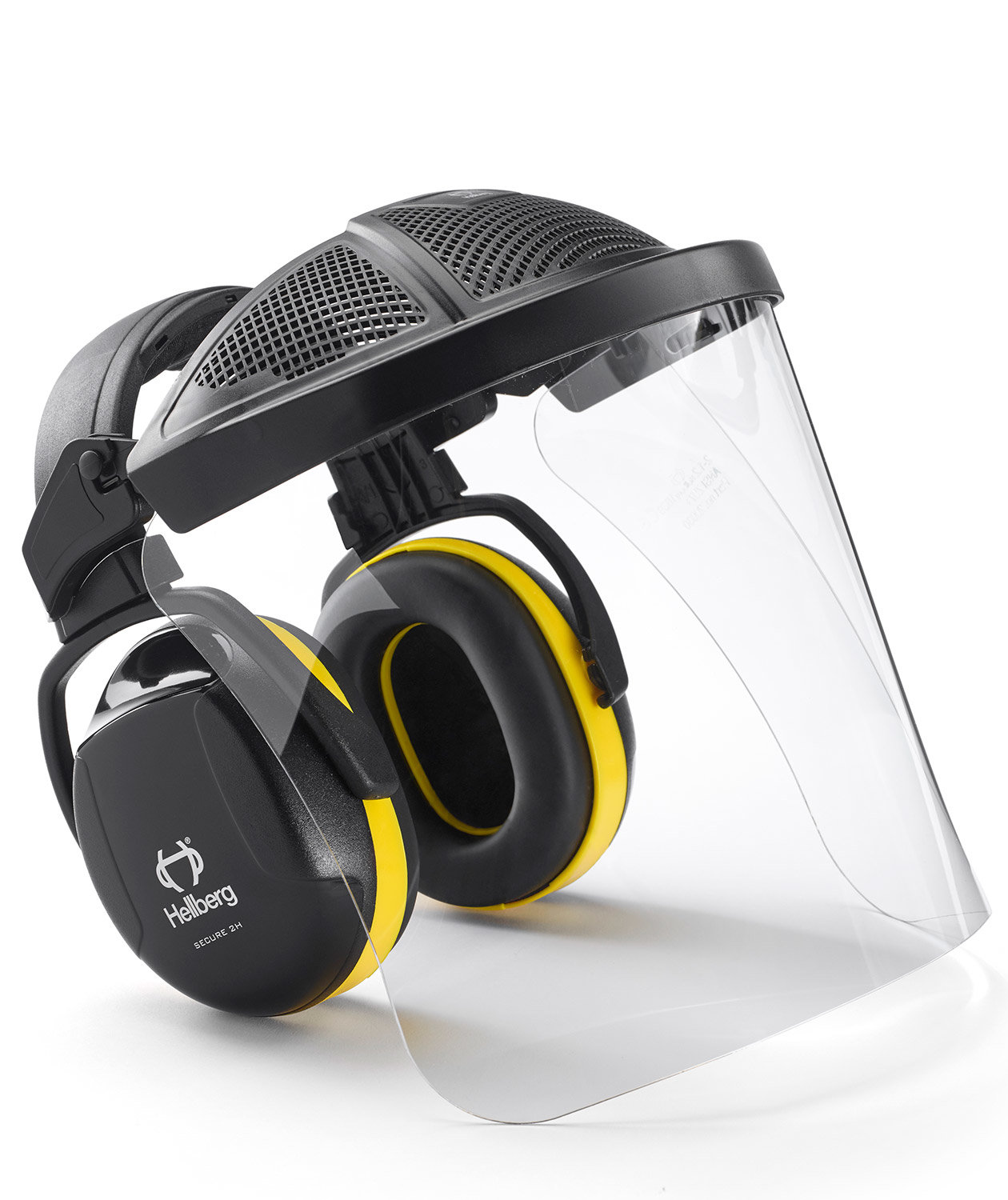 Hellberg Secure 2H PC h&oslash;rselvern + visir, Svart/Gul