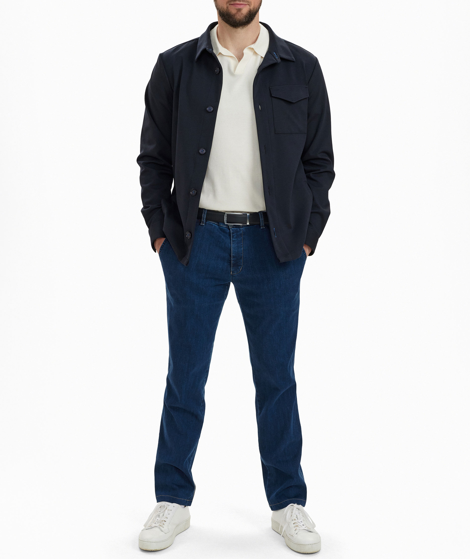 Sunwill Extreme flex fitted fit denim chinos, Dark blue