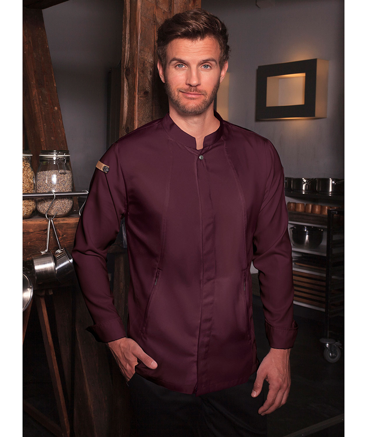 Karlowsky Green-generation chefs jacket, Aubergine, large image number 1