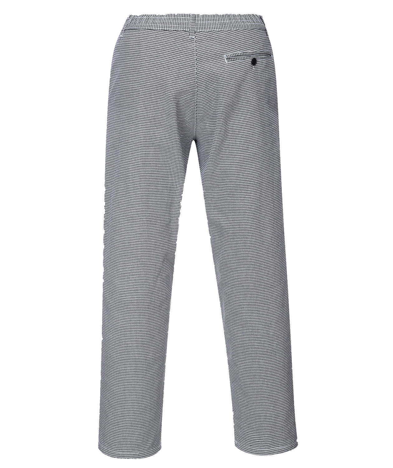 Portwest Harrow kokkebukser, Pepitatern Sort/Hvid