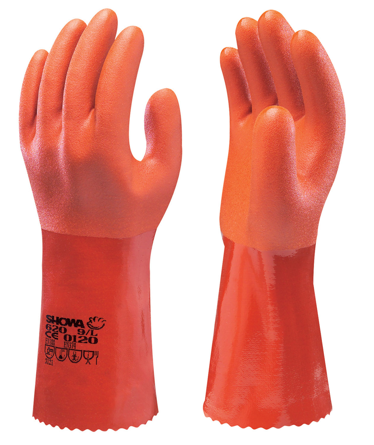 Showa PVC 620 kemikalieskyddshandskar, R&ouml;d