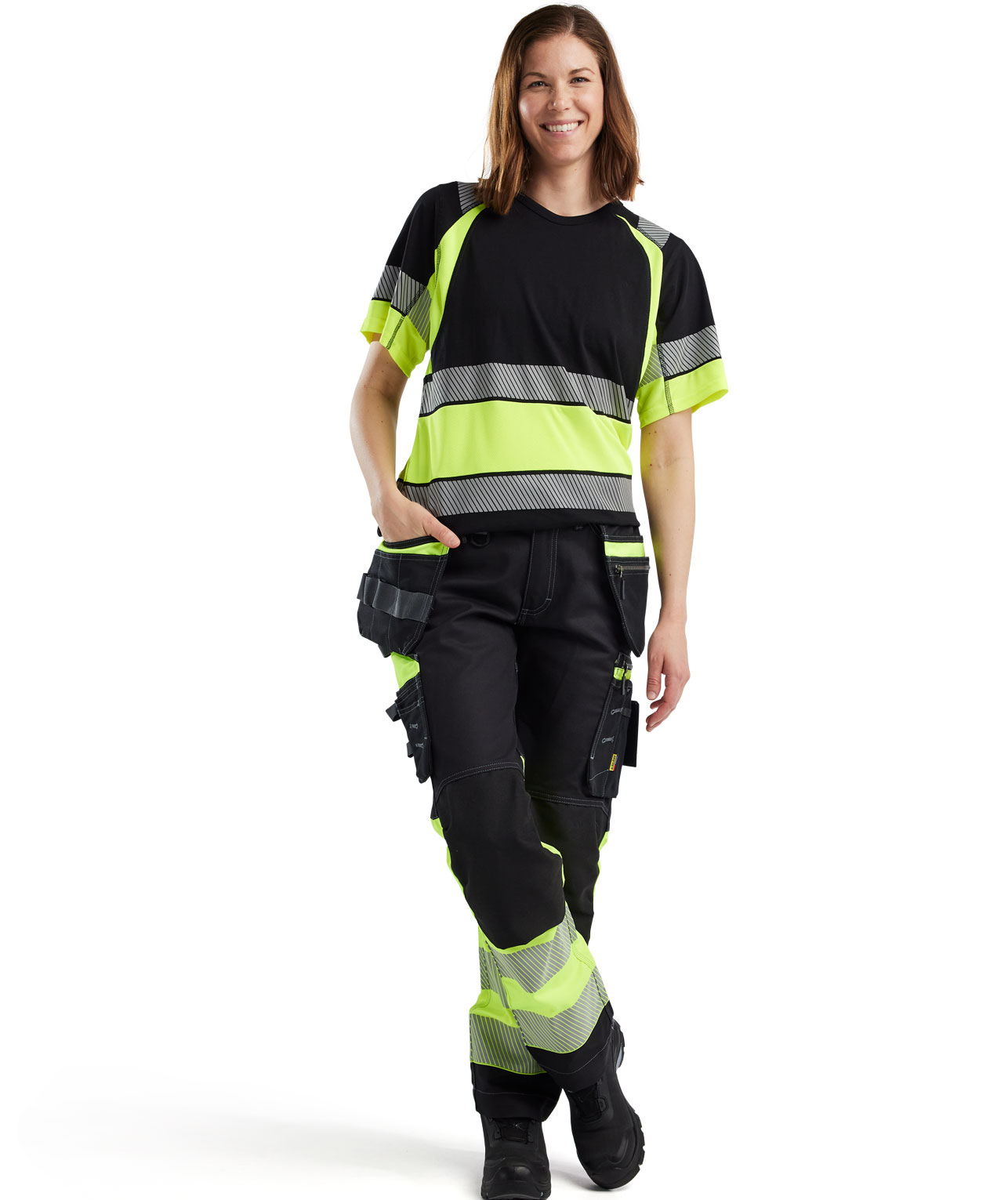 Bl&aring;kl&auml;der women's T-shirt, Black/Hi-Vis Yellow, large image number 1