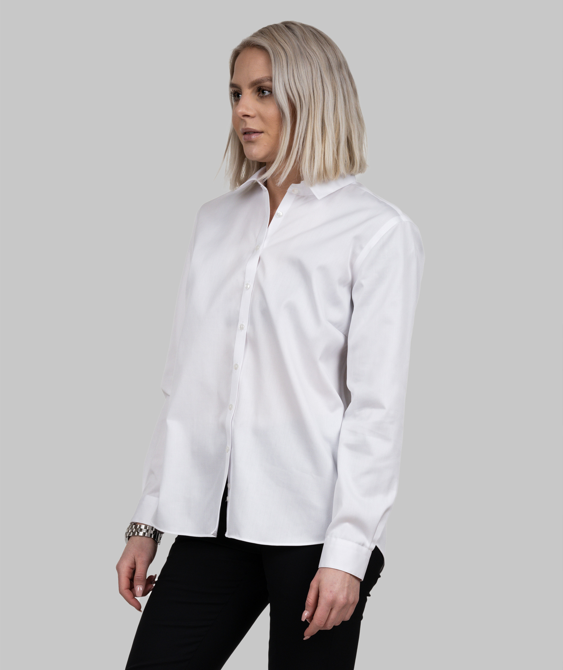 J. Harvest & Frost Twill Green Bow O1 lady relaxed fit skjorta, Vit, large image number 7