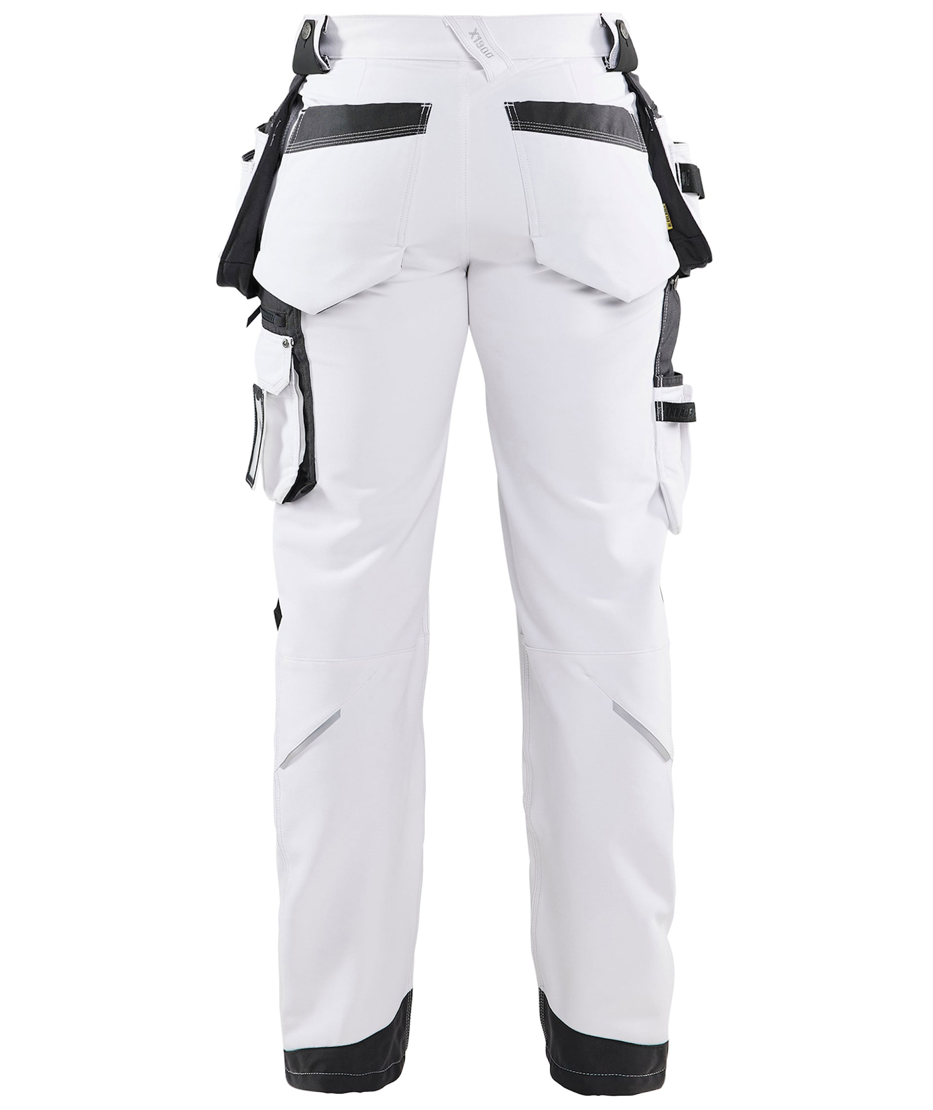 Bl&aring;kl&auml;der dame h&aring;ndv&aelig;rkerbukser full stretch, Hvid/m&oslash;rk gr&aring;, large image number 1