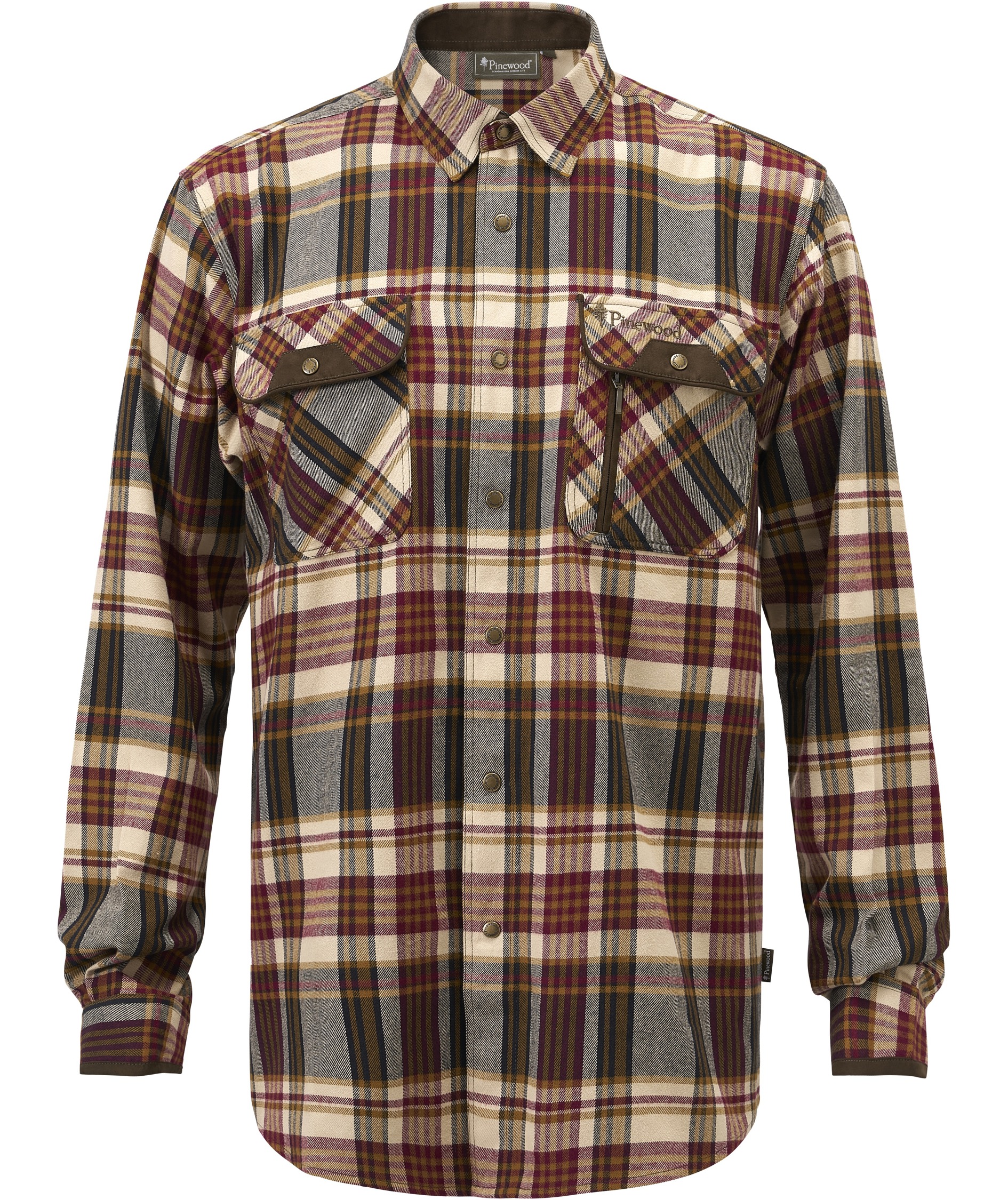 Pinewood Prestwick Exclusive skovmandsskjorte, Bordeaux/Beige, Bordeaux/Beige, swatch