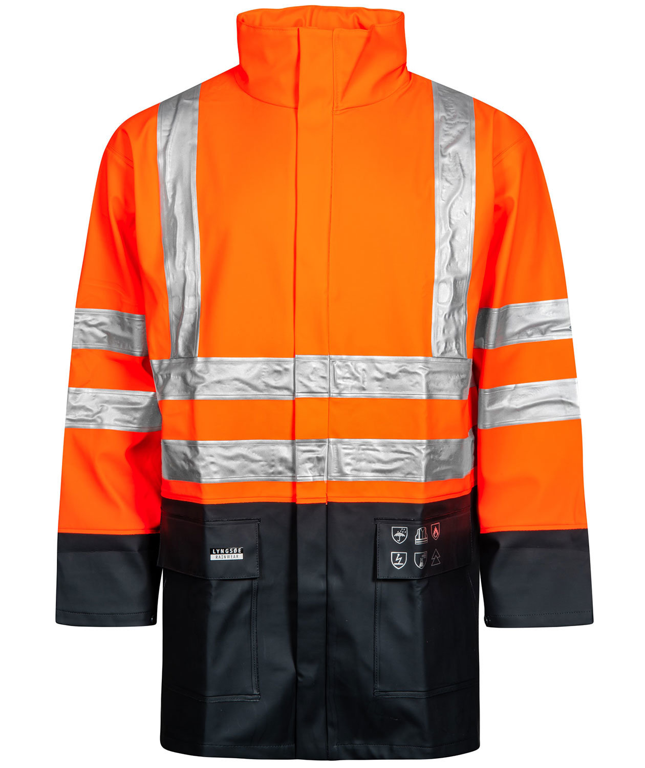 Lyngs&oslash;e Multinorm regnjakke, Hi-vis Oransje/Marinebl&aring;