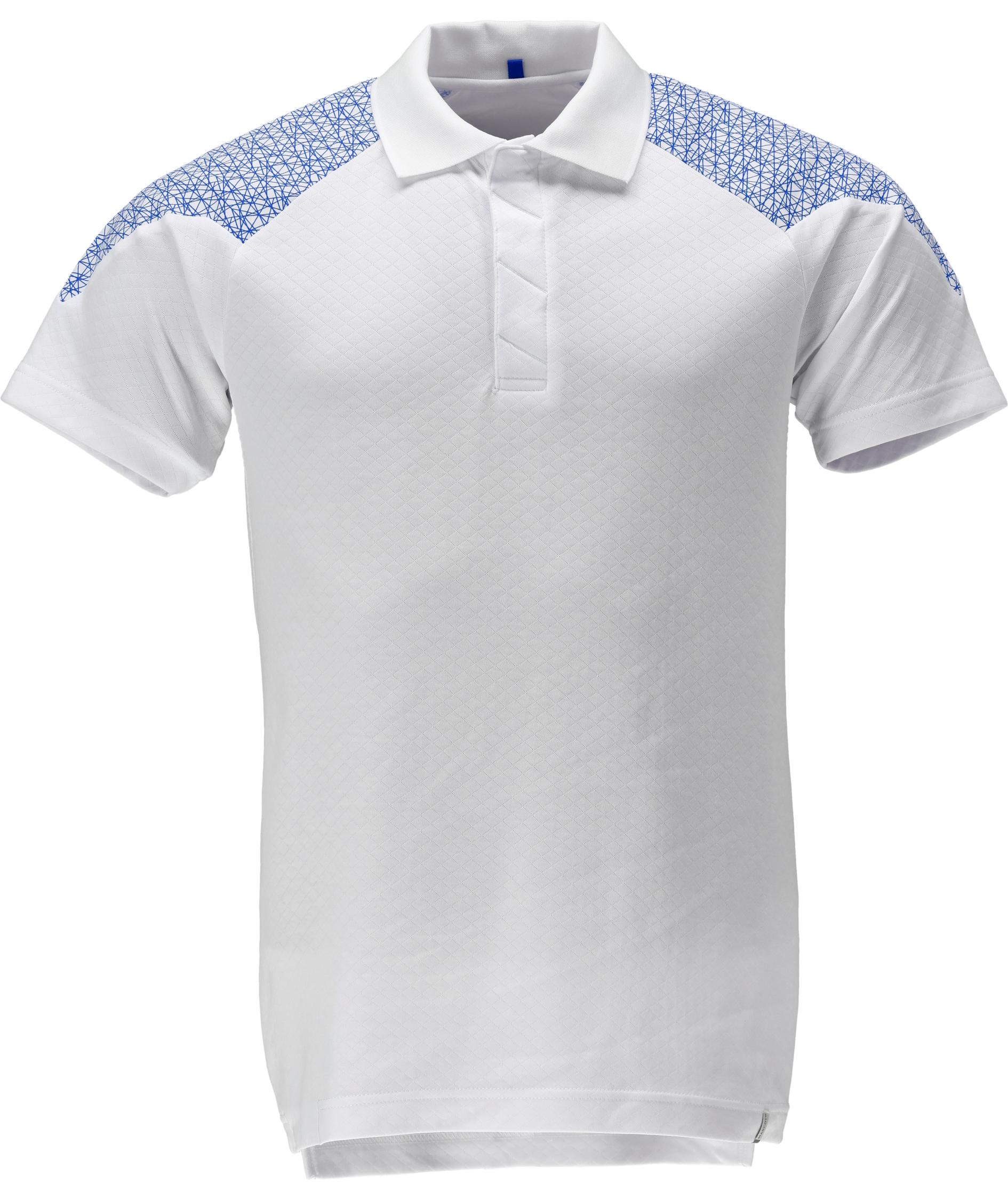 Mascot Food & Care HACCP-godkjent polo T-skjorte, Hvit/asurbl&aring;, Hvit/asurbl&aring;, swatch