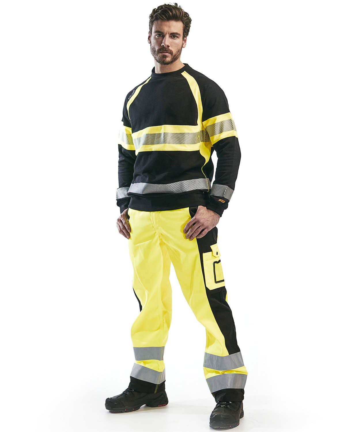 Bl&aring;kl&auml;der servicebyxa, Varsel Gul/Svart