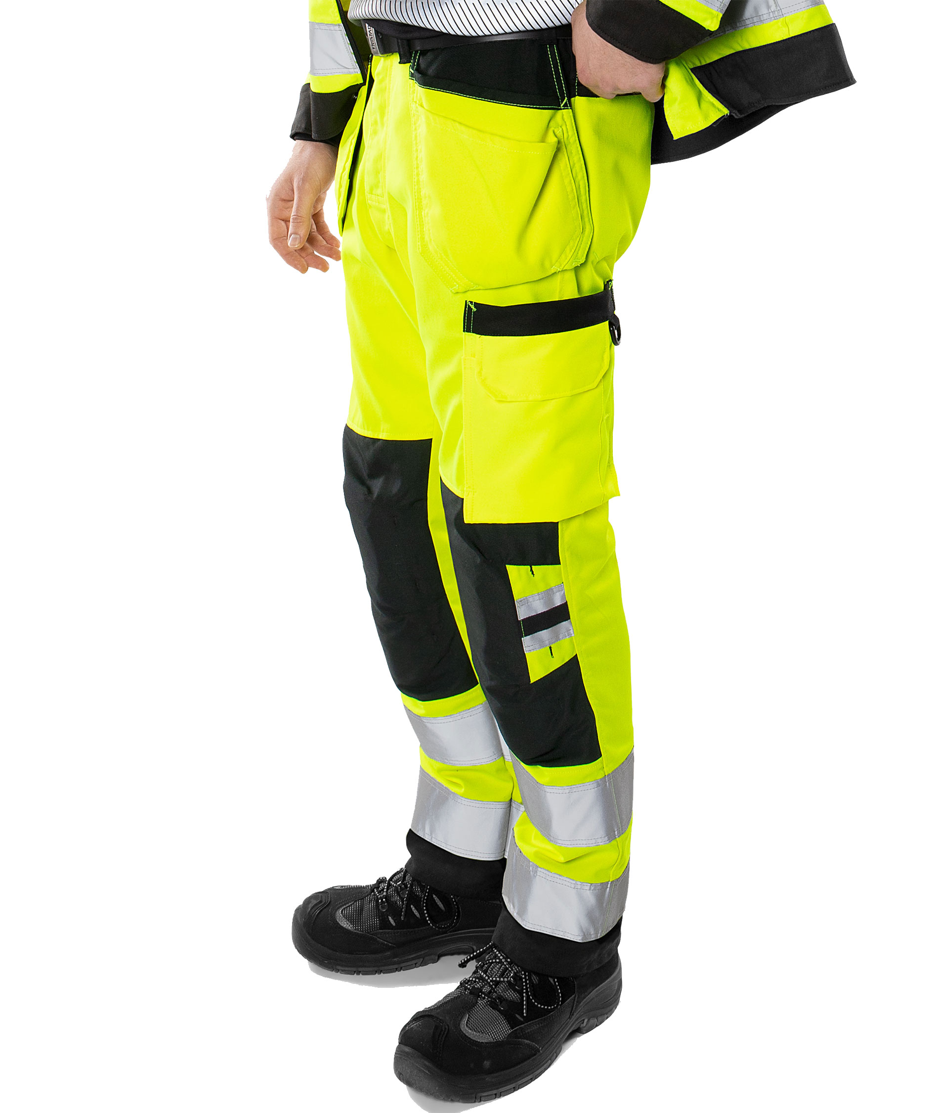 Fristads Green h&aring;ndverksbukse 2641 GPLU, Hi-vis Gul/Svart, large image number 5