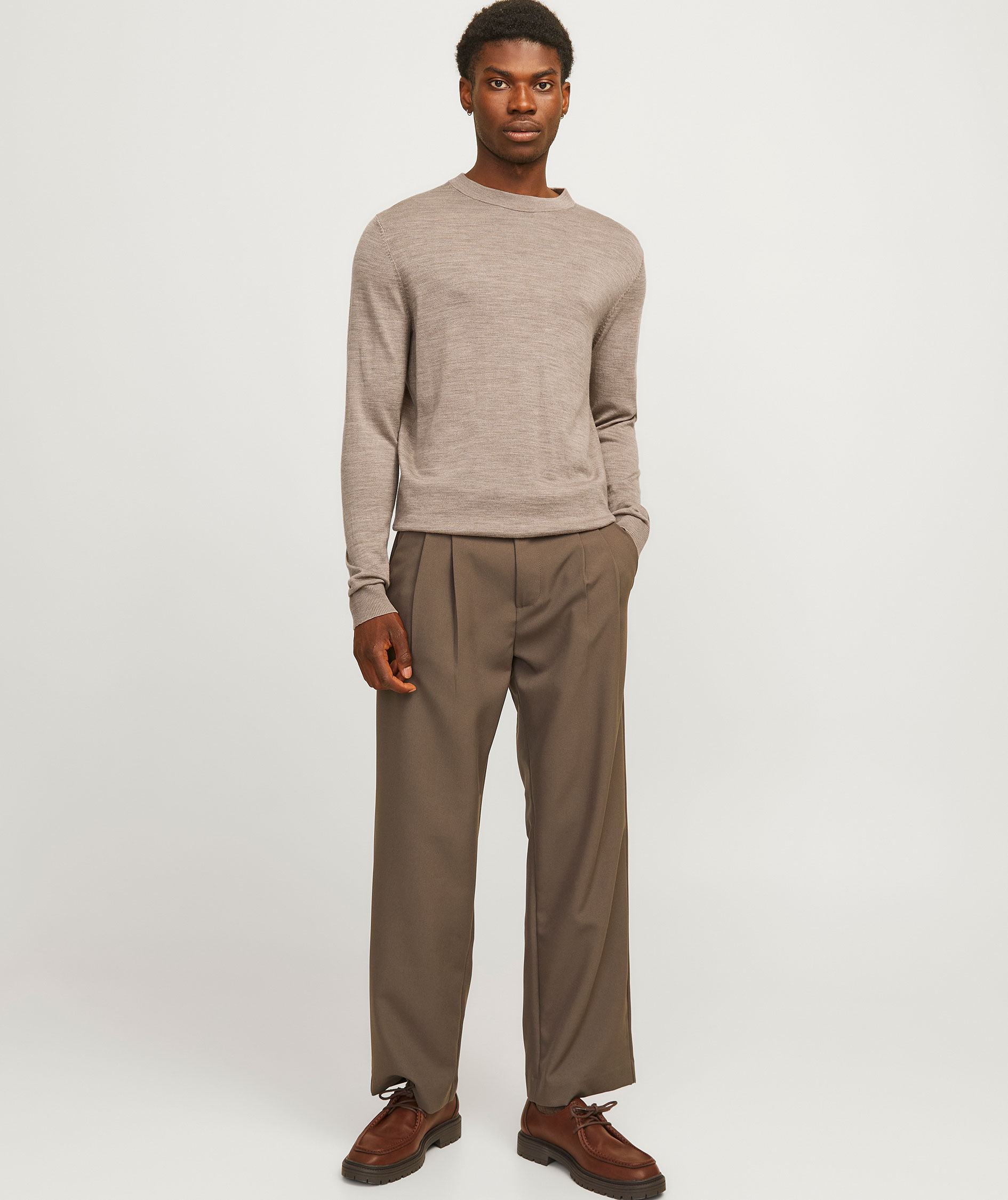 Jack & Jones Premium JPRCCMERINO striktr&oslash;je med merinould, Greige Melange, large image number 6