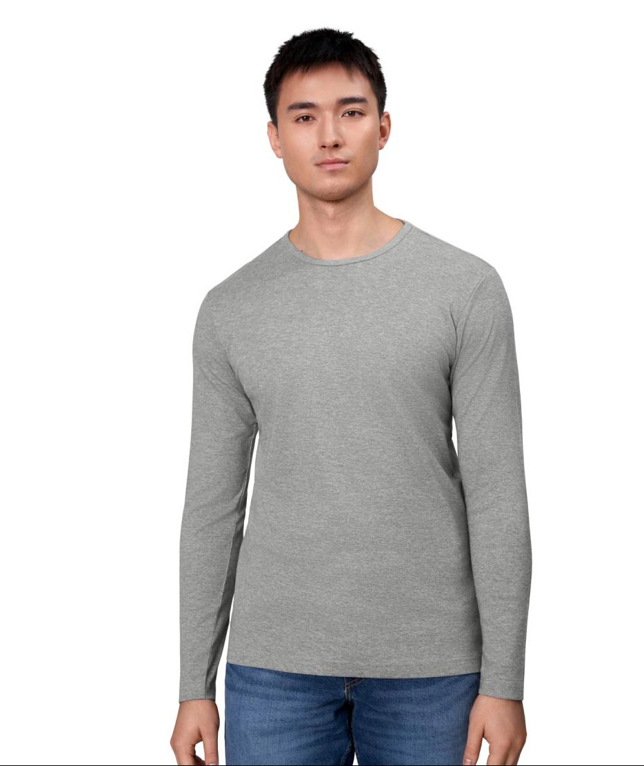 ID Interlock lang&aelig;rmet T-shirt, Gr&aring;&nbsp;Melange