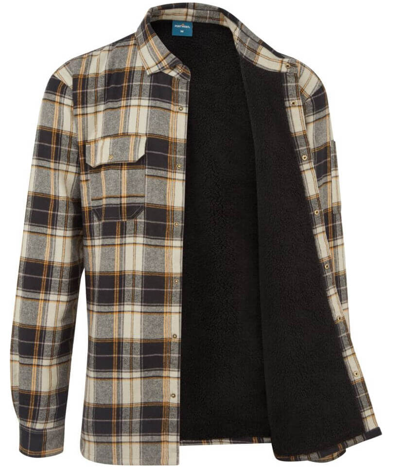 Portwest KA3 flannel shirt jacket, Black