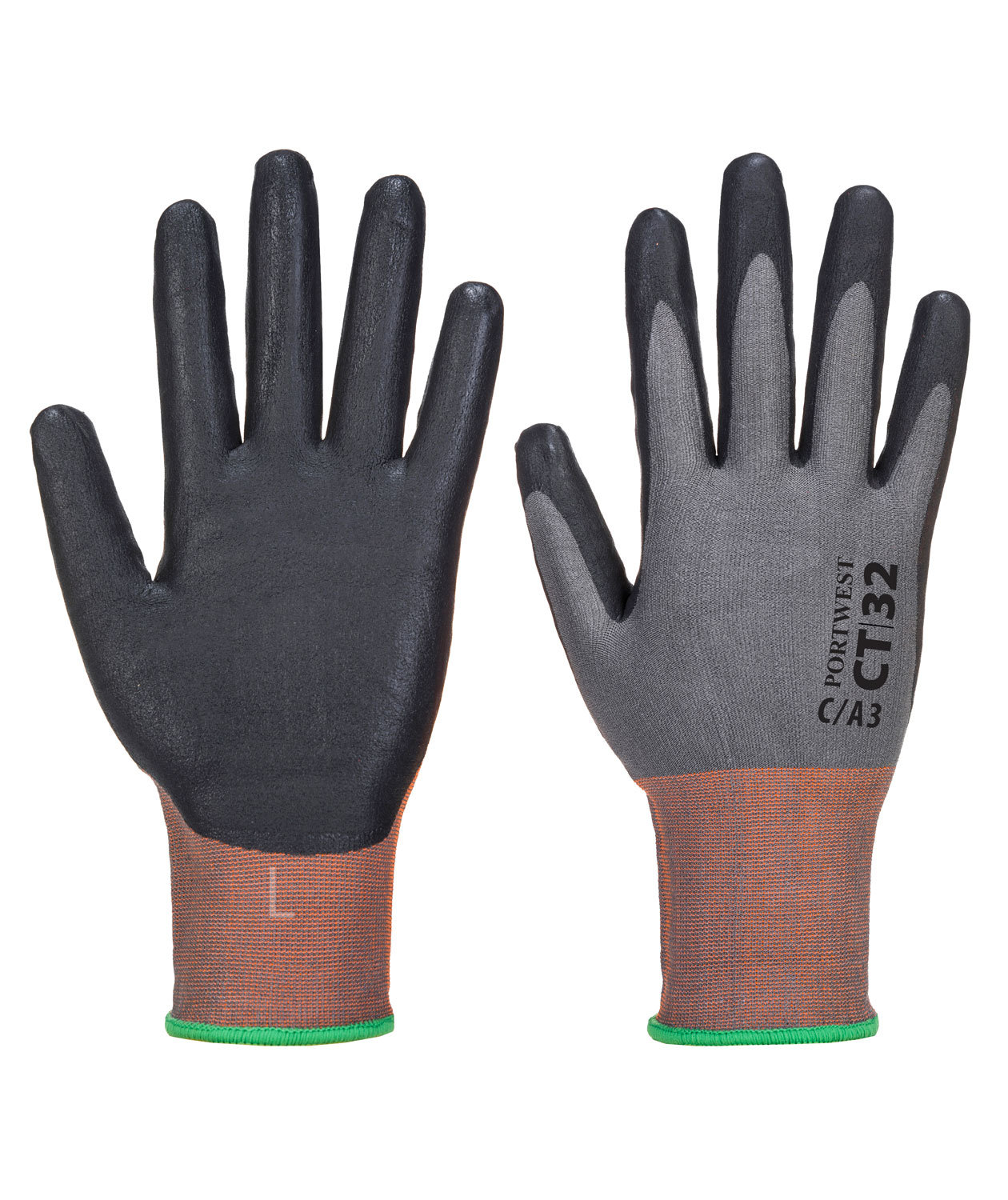 Portwest CT32 sk&aelig;reh&aelig;mmende handsker Cut C, Gr&aring;/Sort, large image number 2
