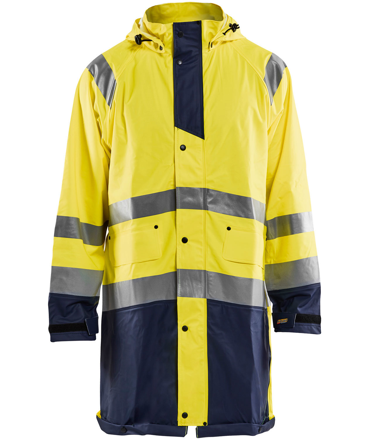 Bl&aring;kl&auml;der regnfrakk, Hi-vis gul/marinebl&aring;