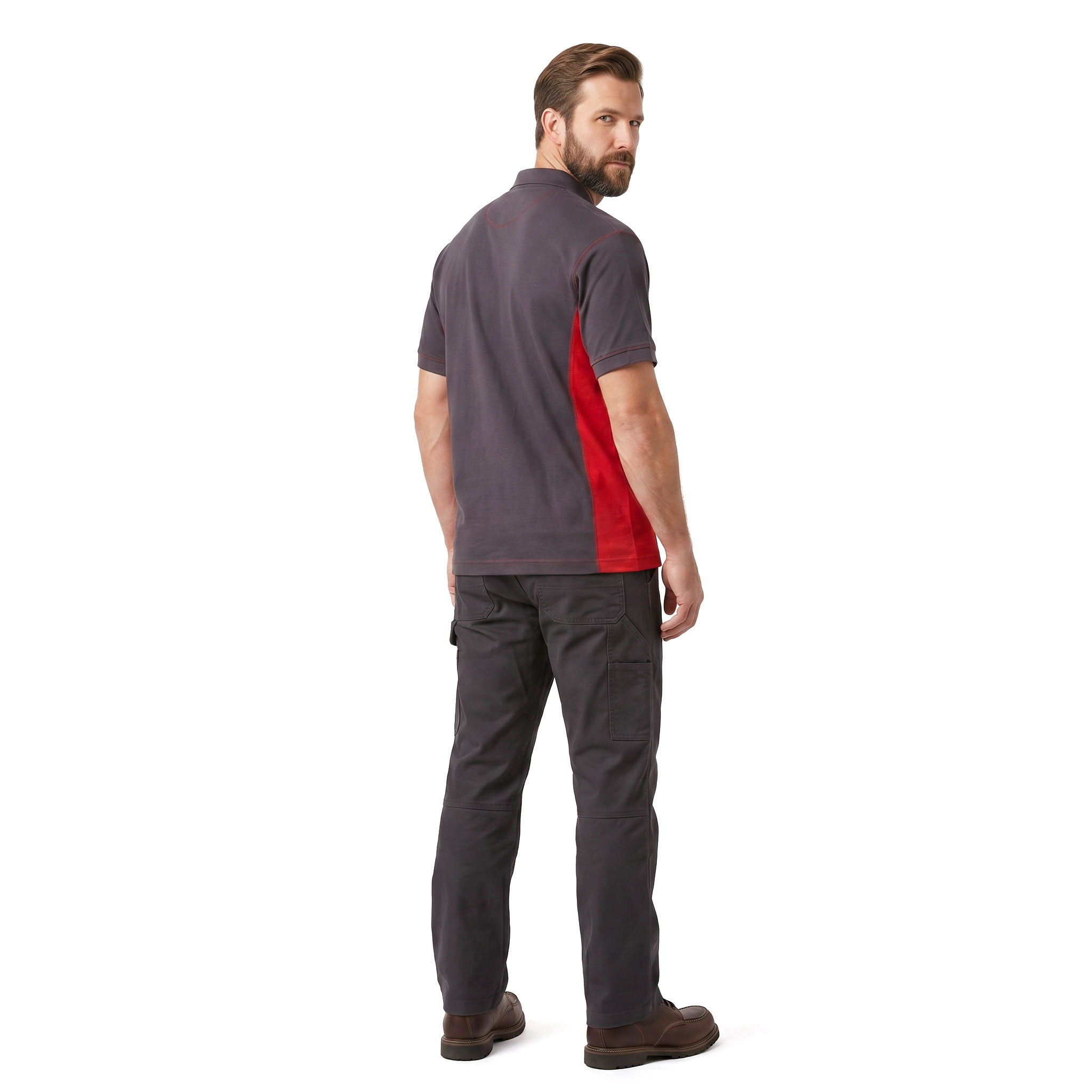 J.A.K. Basic Poloshirt 1625, Grau/Rot, large image number 3