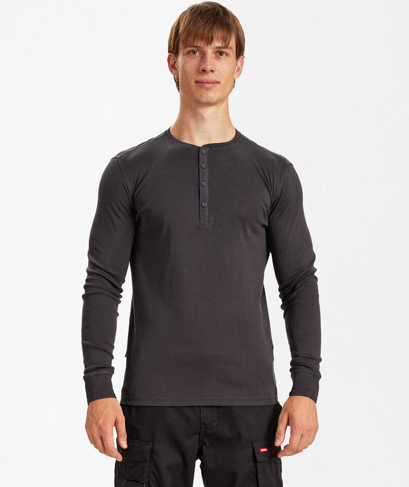 Engel Extend long-sleeved Grandad  T-shirt, Antracit Grey, large image number 1