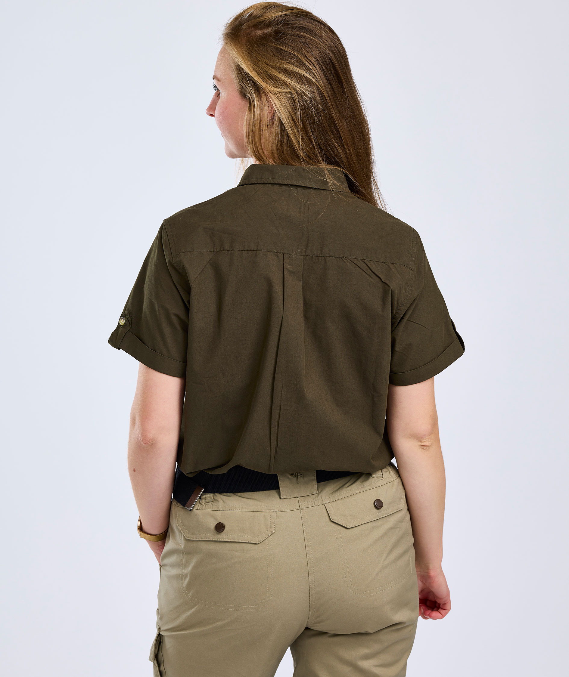 Pinewood Safari kort&aelig;rmet dameskjorte, Moss green, large image number 3