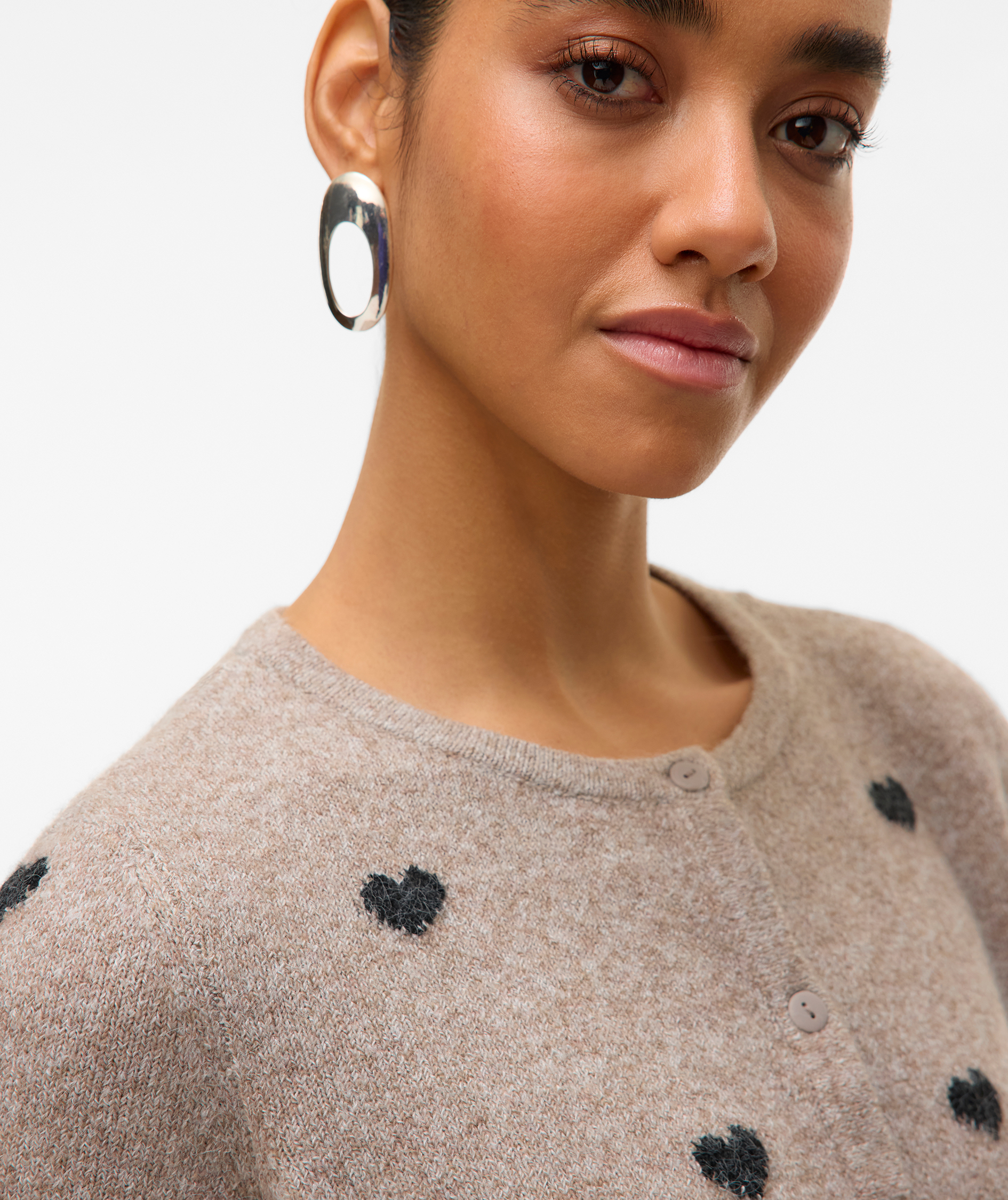 Vero Moda VMDOFFY INTARSIA women's short-sleeved knitted pullover, Moon Rock Melange, large image number 3