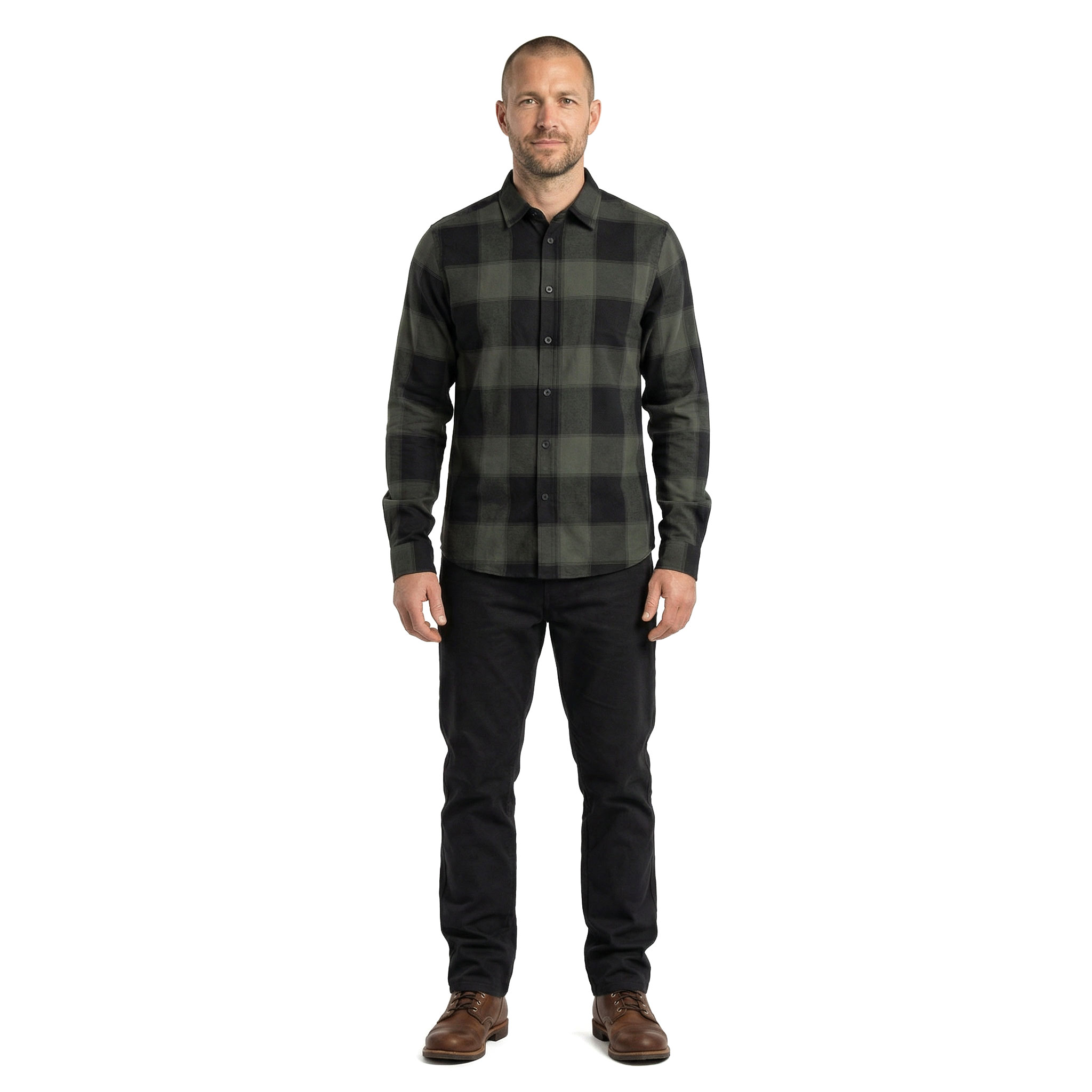 Westborn light flanellskjorta, Olive/Black
