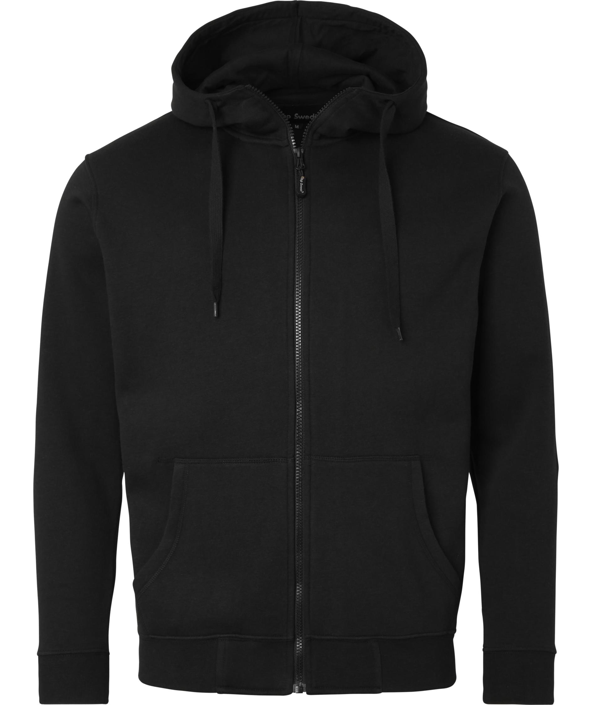 Top Swede hoodie med dragkedja 185, Svart