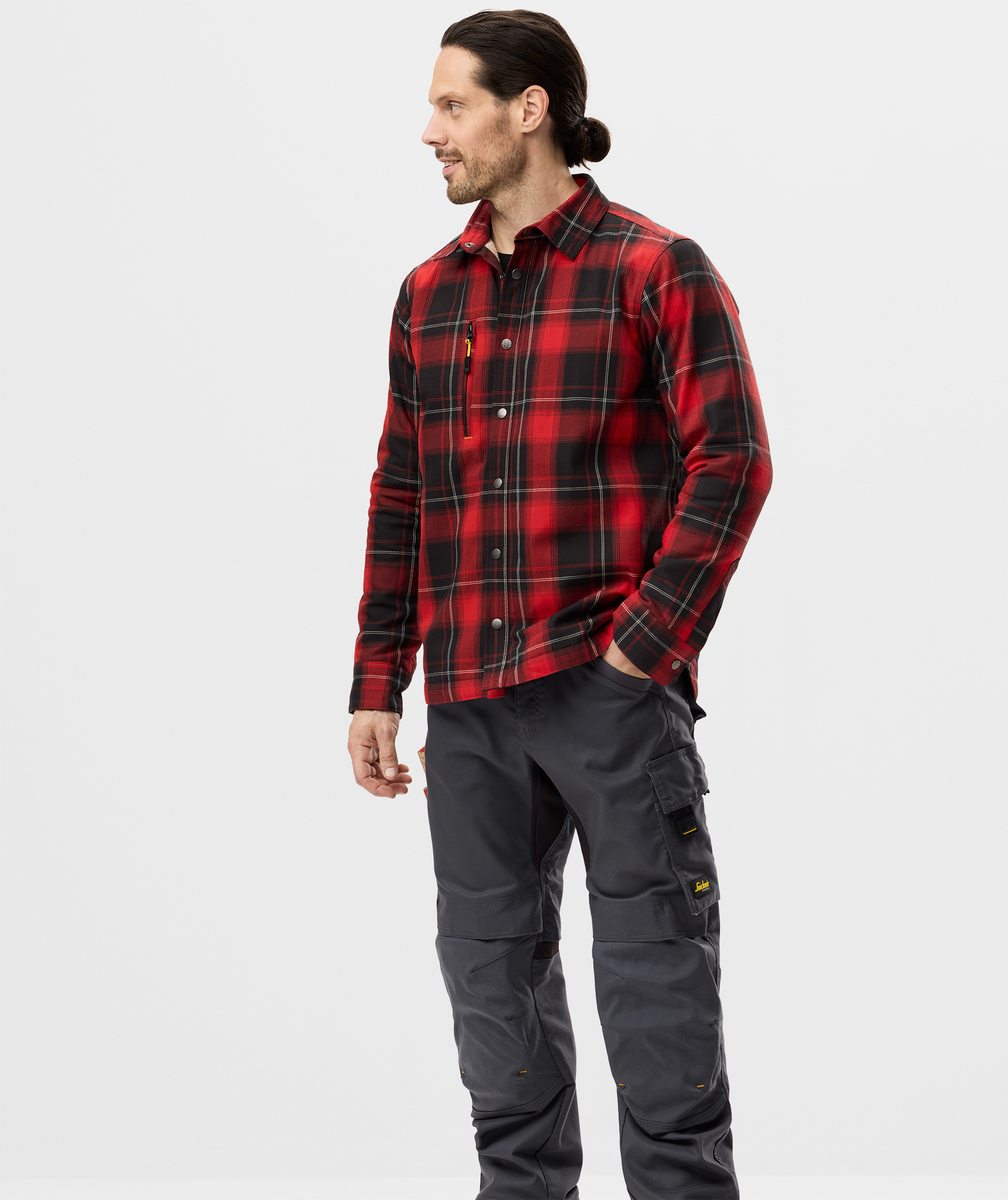 Snickers AllroundWork flanellskjorta jacka 8522, Chili Red/Black