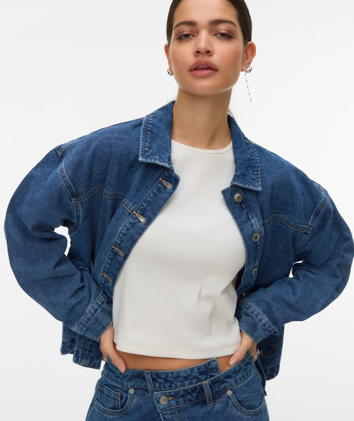 Vero Moda VMJAMIE Denim skjortejakke, Medium Blue Denim, large image number 4