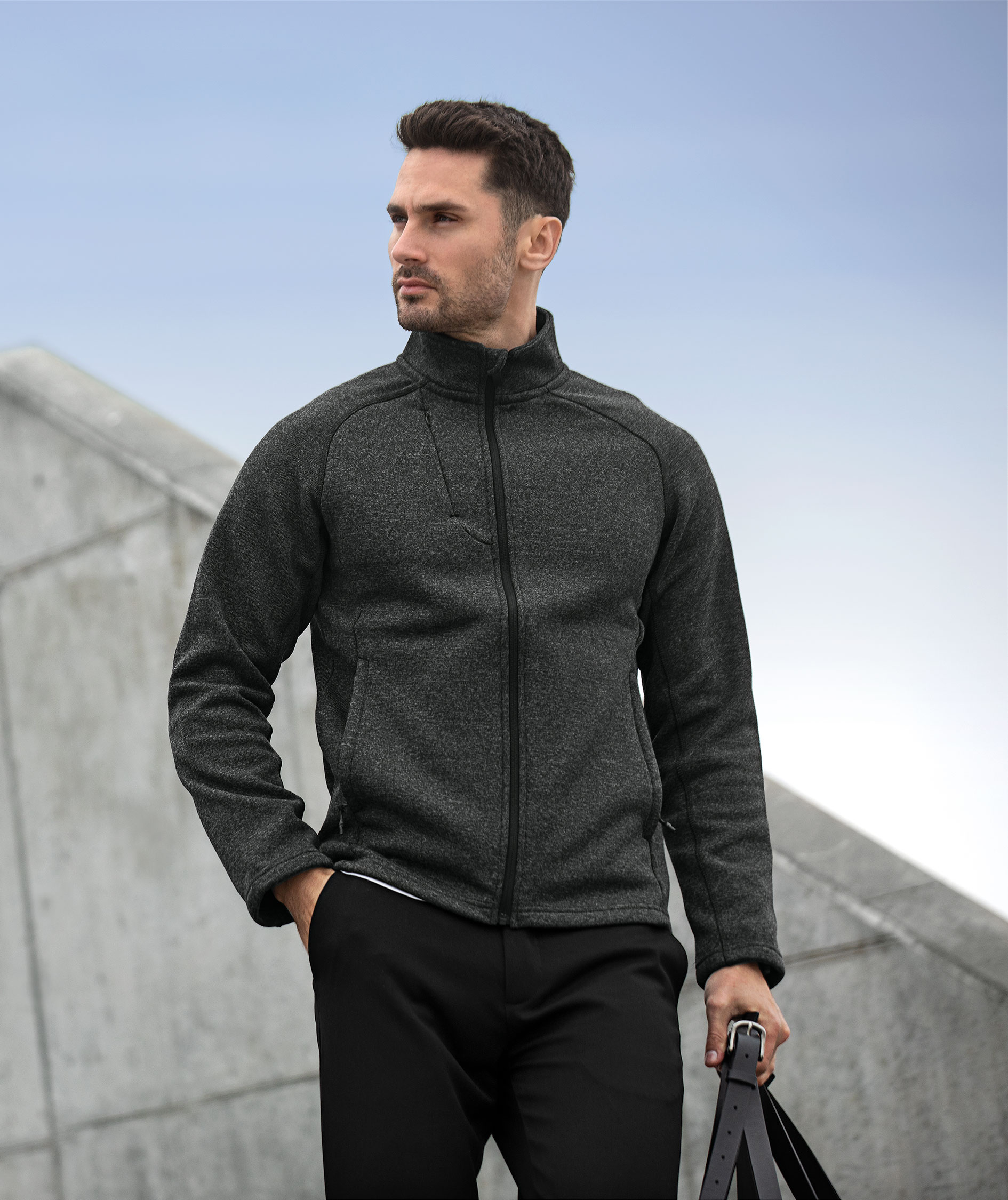 Nimbus Play Montana stickad fleecejacka, Dark Grey Melange