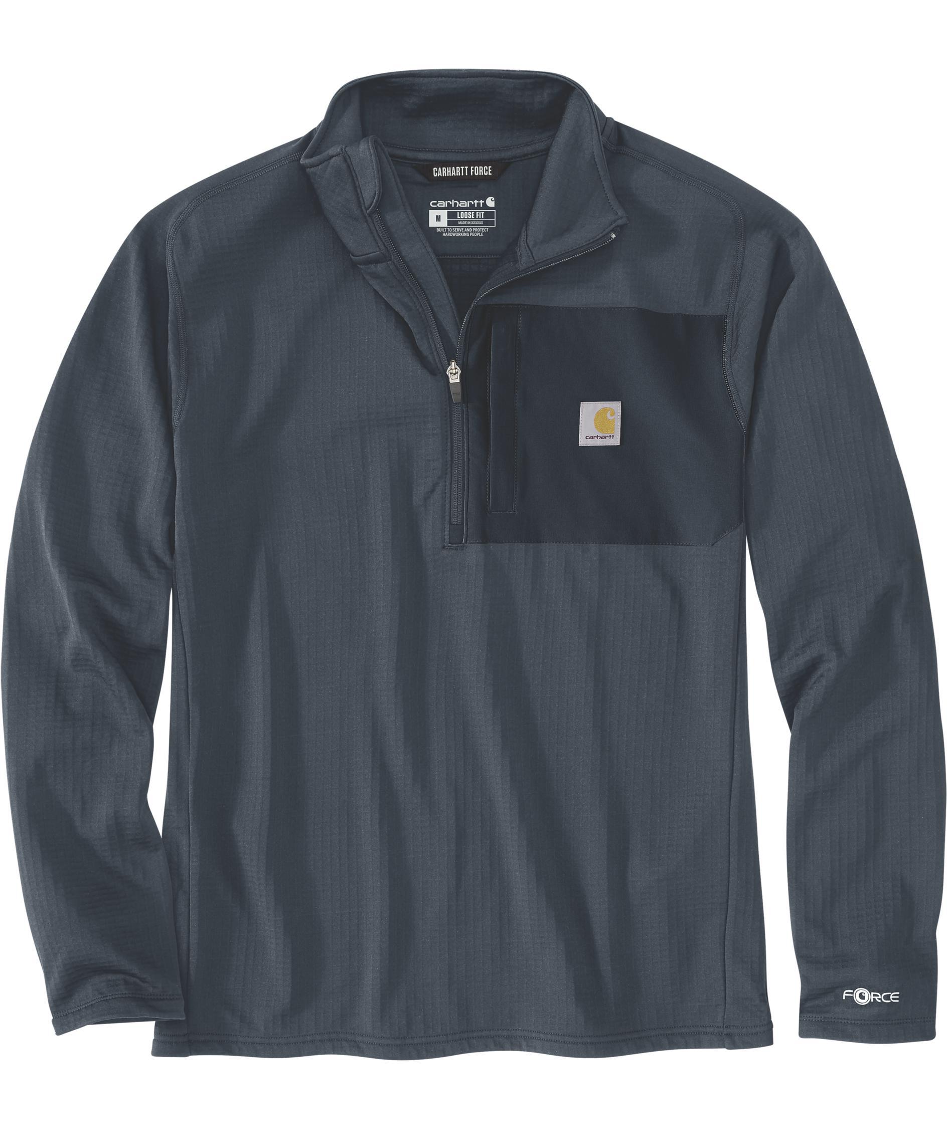 Carhartt Mock Neck half zip midlayer, Deep Smoke Blue, Deep Smoke Blue, swatch