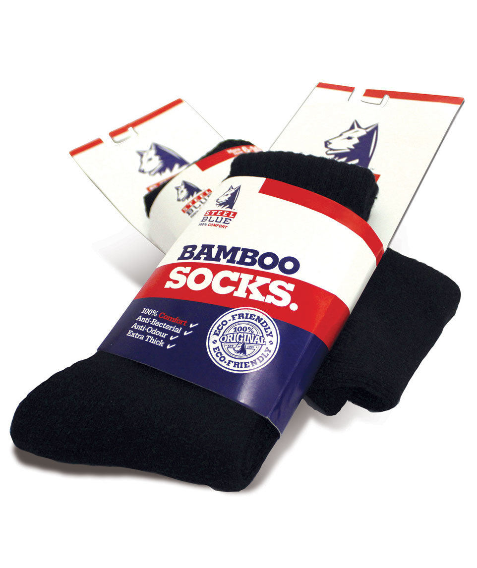 Steel Blue Bamboo socks, Black