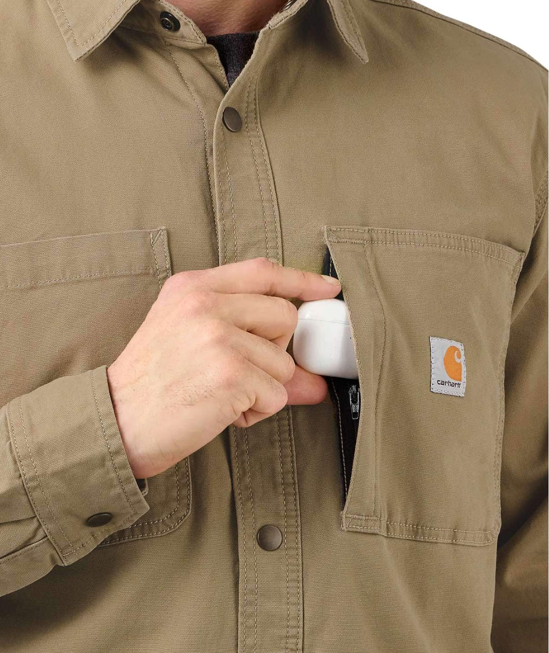Carhartt fleece foret skjortejakke, Dark khaki, large image number 2
