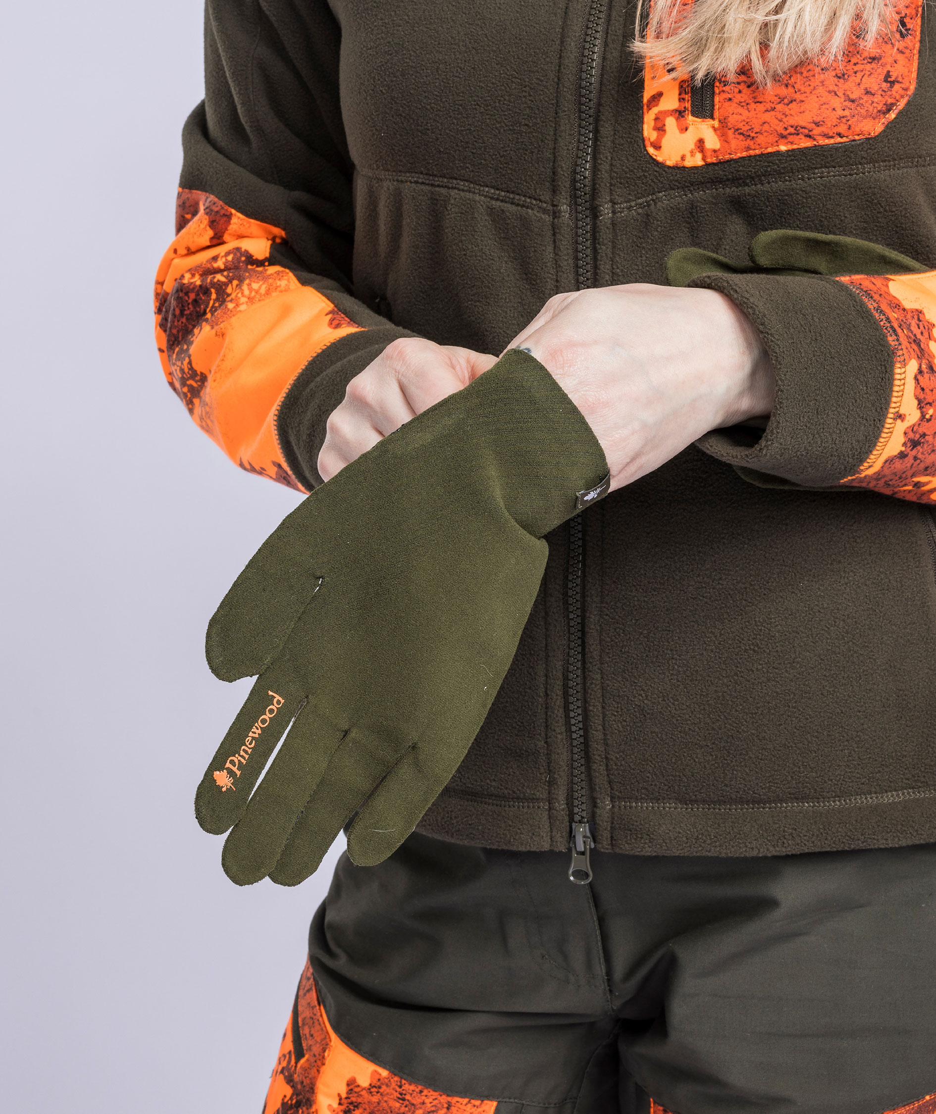 Pinewood&nbsp;Hunters Liner Stretch handsker, Mossgreen/D. Brown, Mossgreen/D. Brown, large image number 2