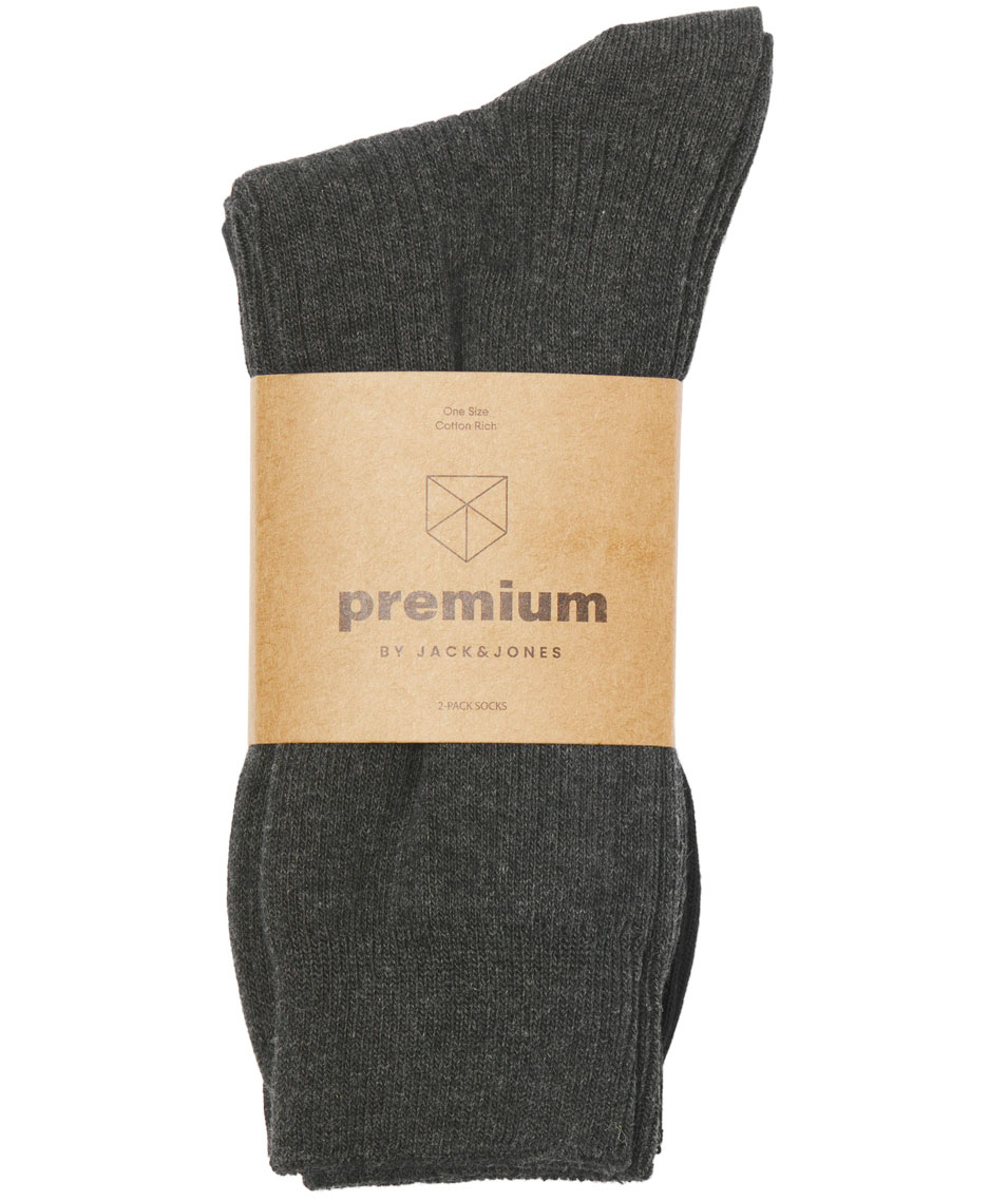 Jack & Jones JACPREMIUM 2-pack socks, Black/Dark Grey Melange, Black/Dark Grey Melange, large image number 3