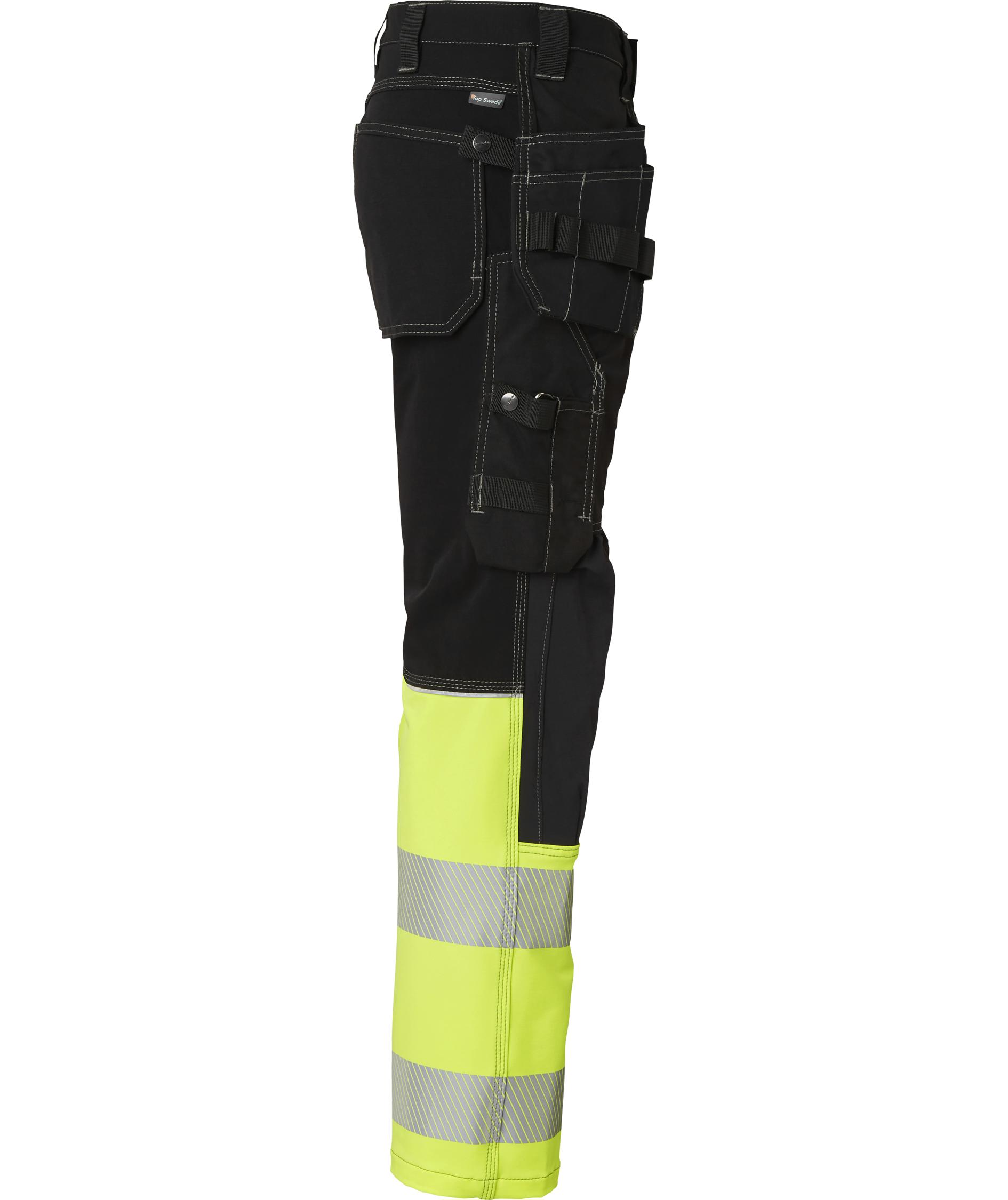 Top Swede hantverksbyxa 312 full stretch, Svart/Varselgul, large image number 2