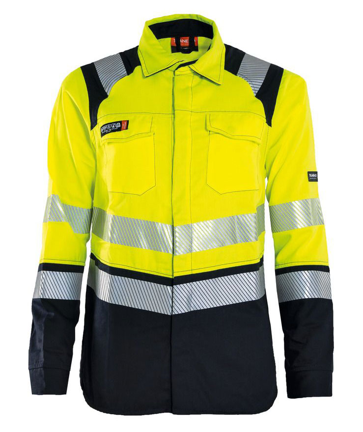 Tranemo FR Damenhemd, Hi-vis gelb/marineblau