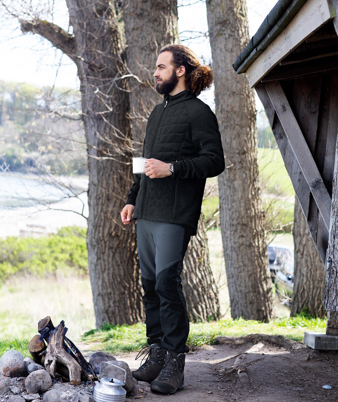 ID fleecejakke, Grafitgr&aring; Melange