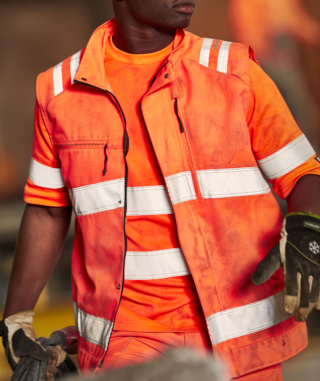 Fristads Green arbeidsvest 5067 GPLU, Hi-vis Orange, large image number 1