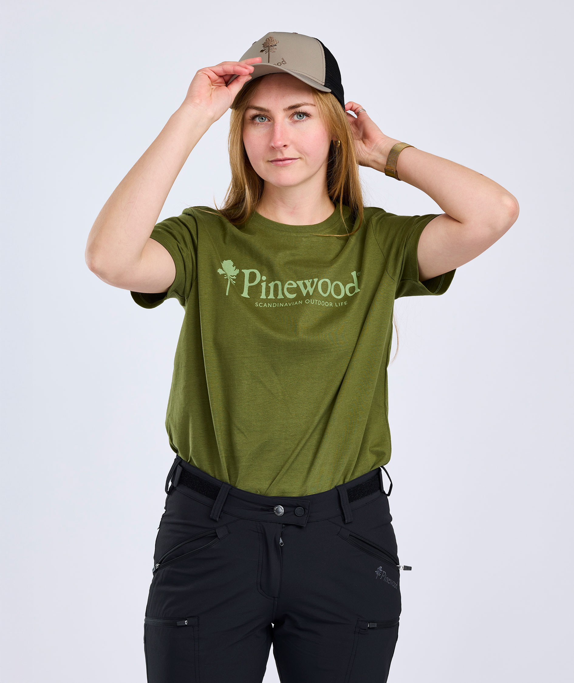 Pinewood Outdoor Life dame T-shirt, Pine green, large image number 1