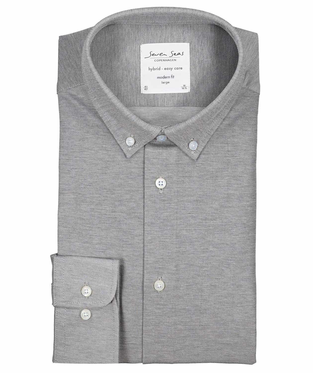 Seven Seas Modern fit jerseyskjorte, Gr&aring;, large image number 3