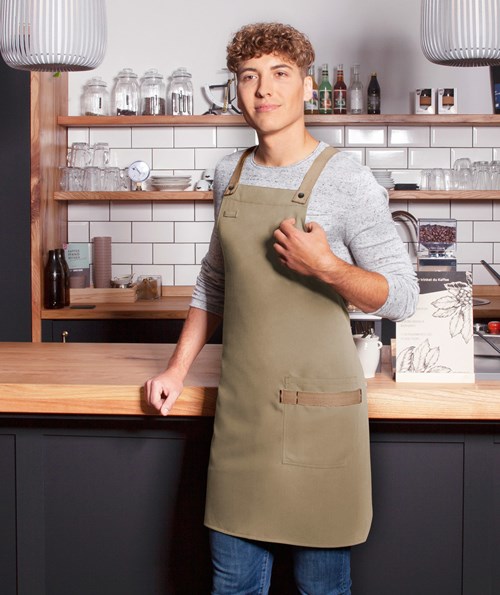 Karlowsky bib apron with pocket, Urban-look, Pebble grey