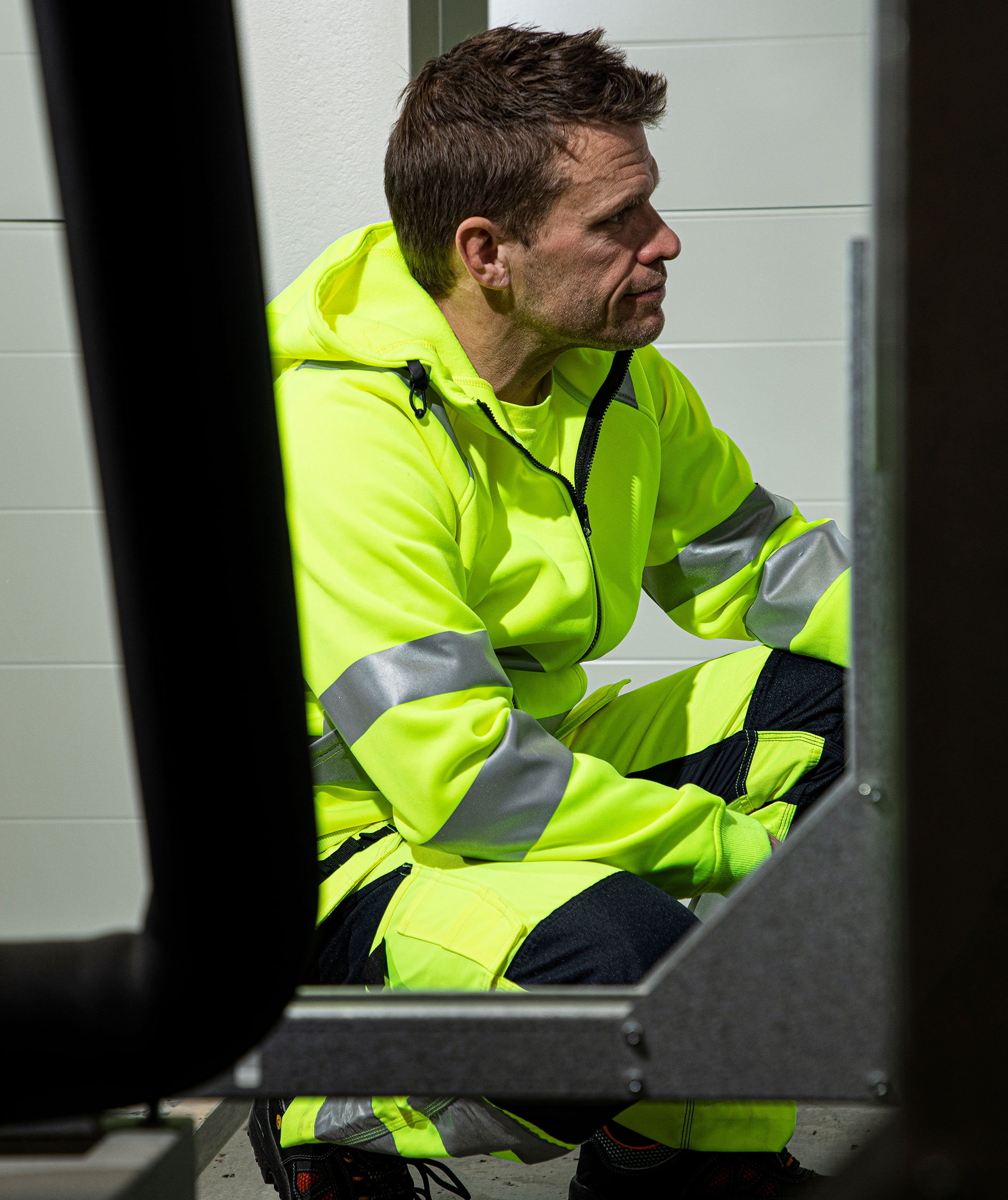 ProJob Hoodie mit Rei&szlig;verschluss, Hi-vis Gelb/Schwarz, large image number 4