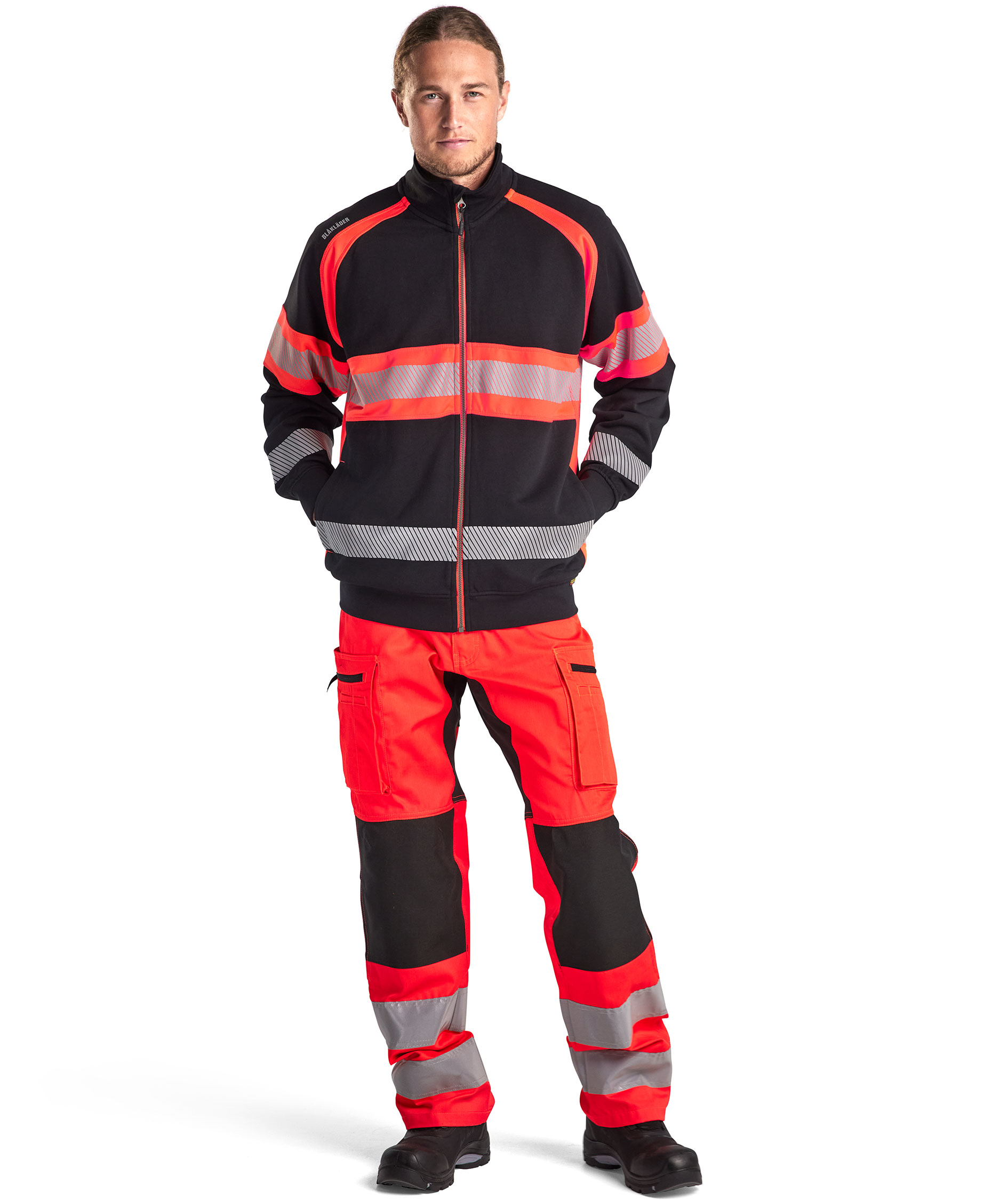 Bl&aring;kl&auml;der cardigan, Svart/Varselr&ouml;d